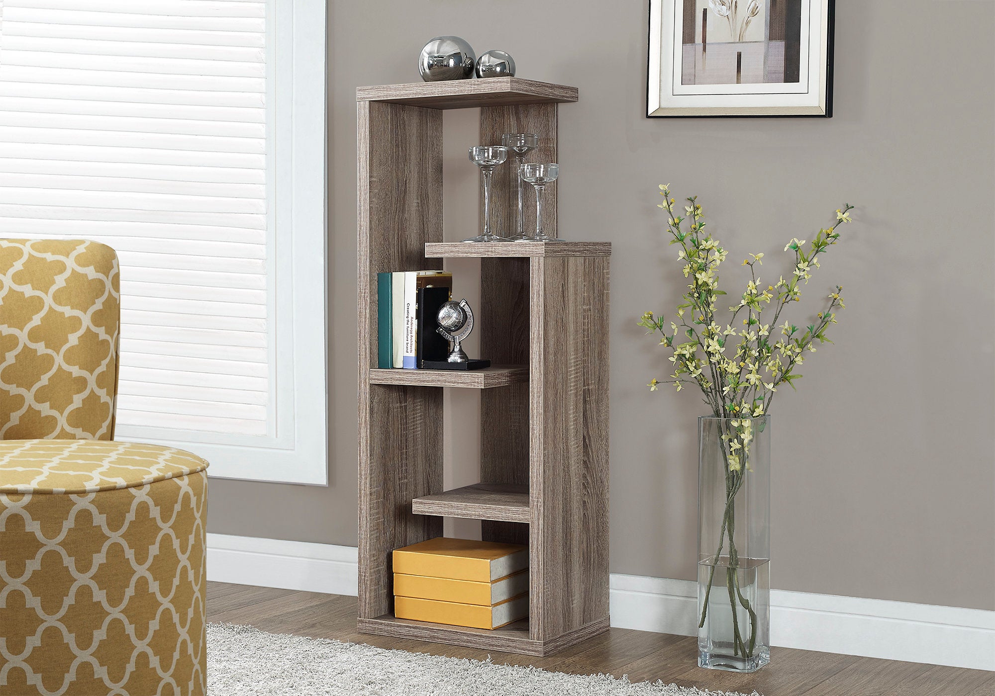 Image of bookcase - 48inch h dark taupe accent display unit i 2467.