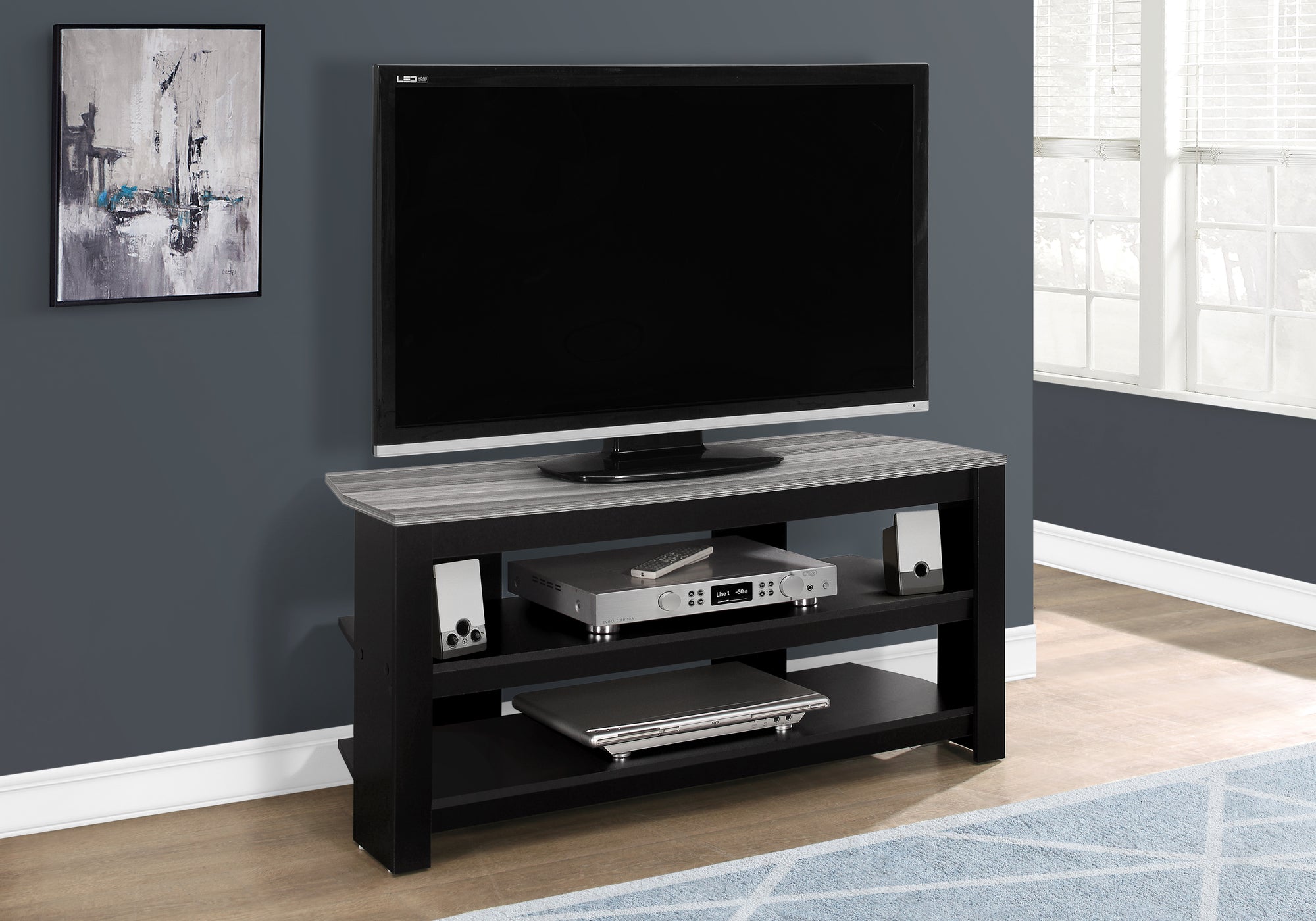tv stand 42l black grey top corner i2564
