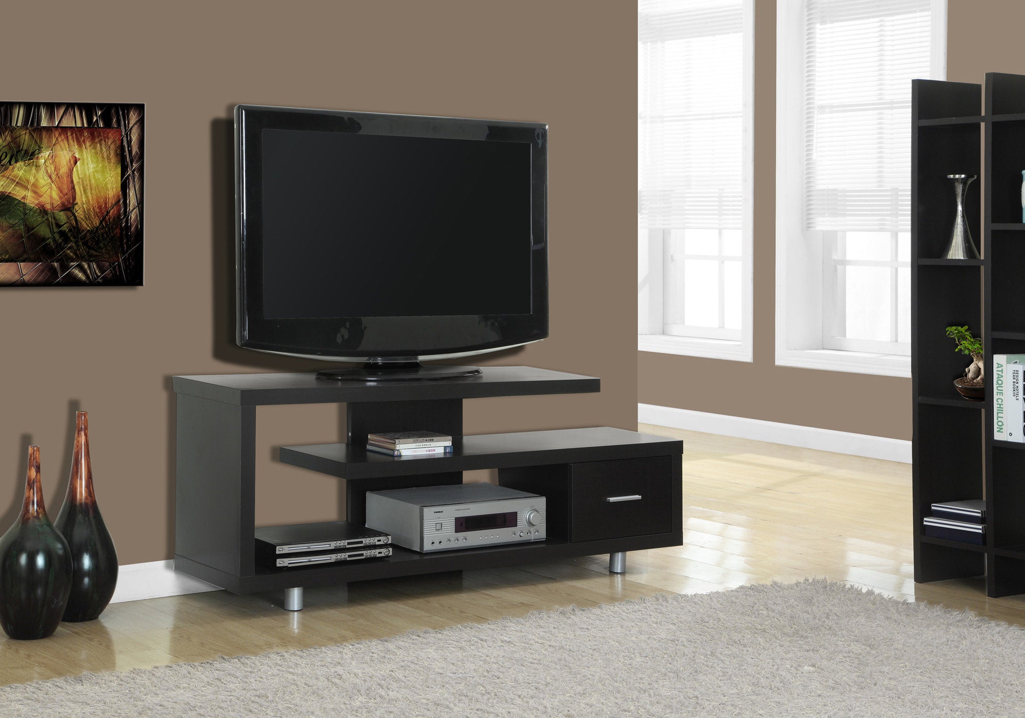 Image of tv stand - 60inch l espresso with 1 drawer  i 2572.
