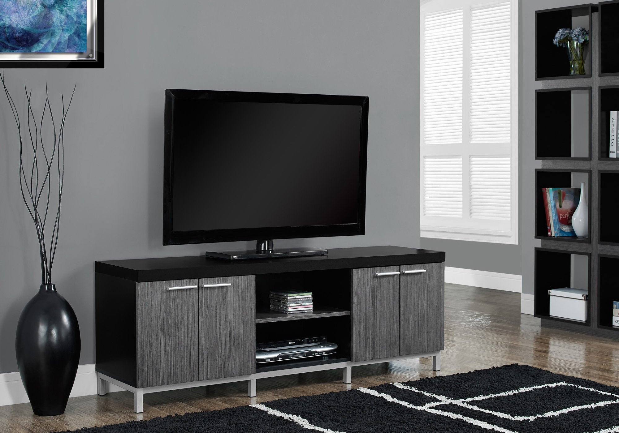 Image of tv stand - 60inch l black grey i 2590.
