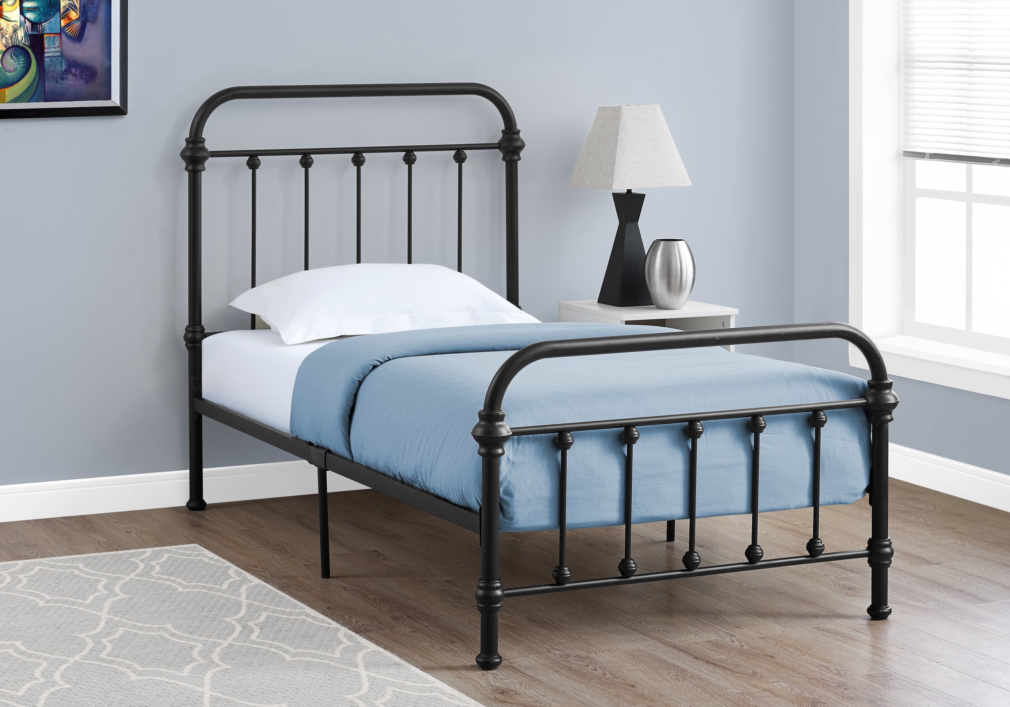 Image of bed - twin black metal frame only i 2636t.
