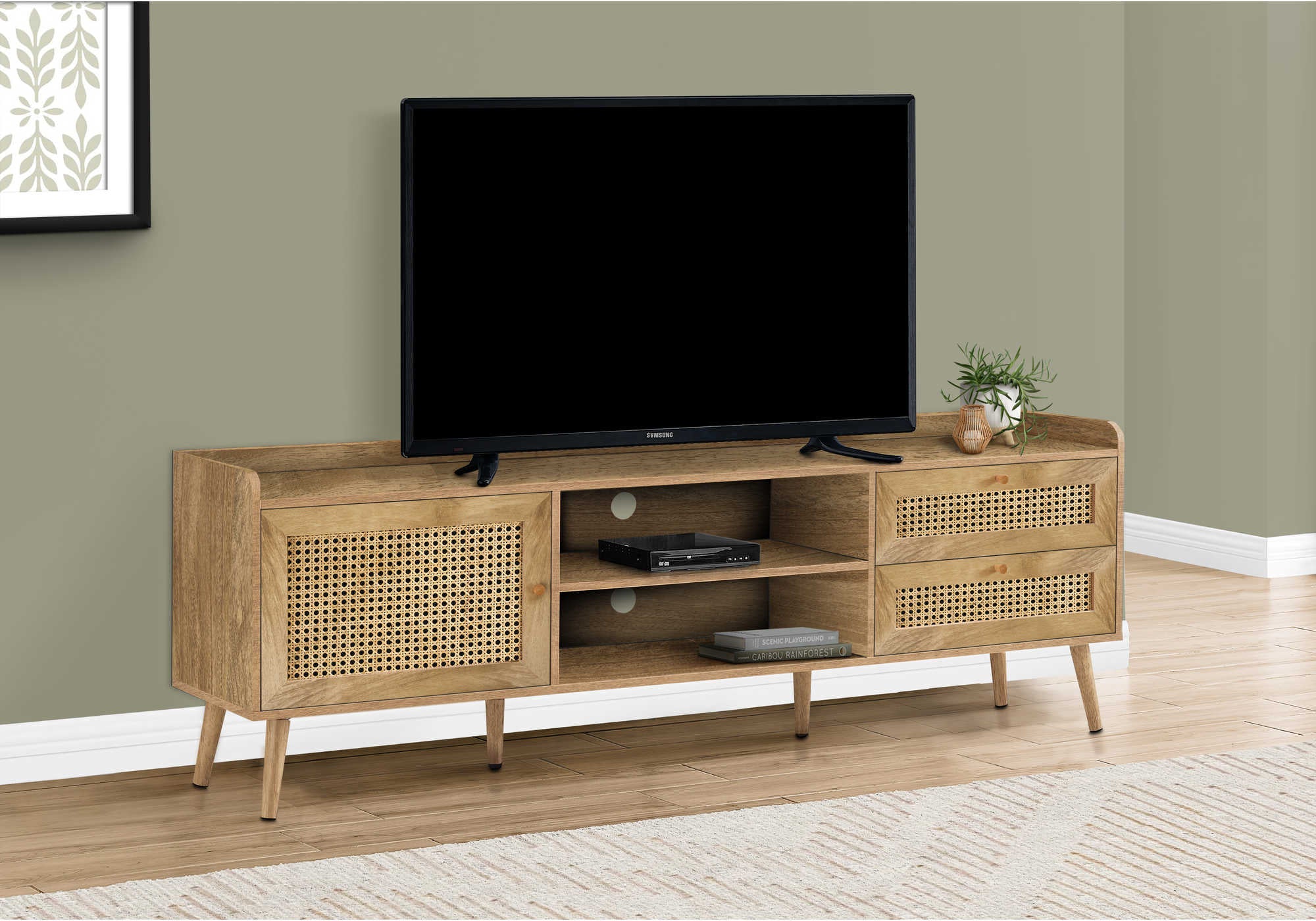 Image of tv stand - 72l  walnut with storage i 2723.