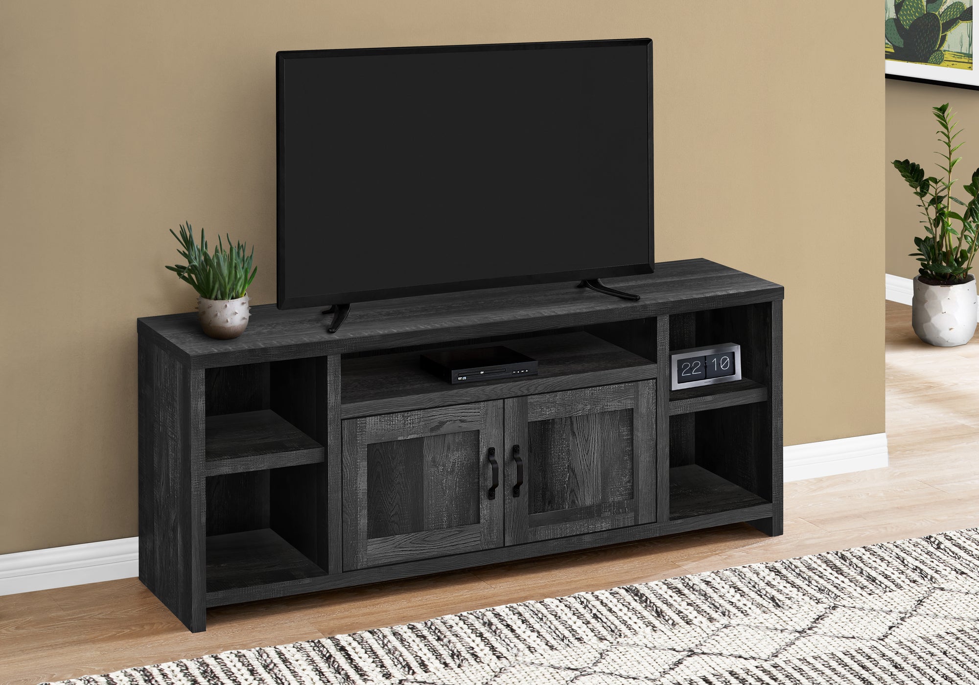 Image of tv stand - 60inch l black reclaimed wood-look  i 2743.