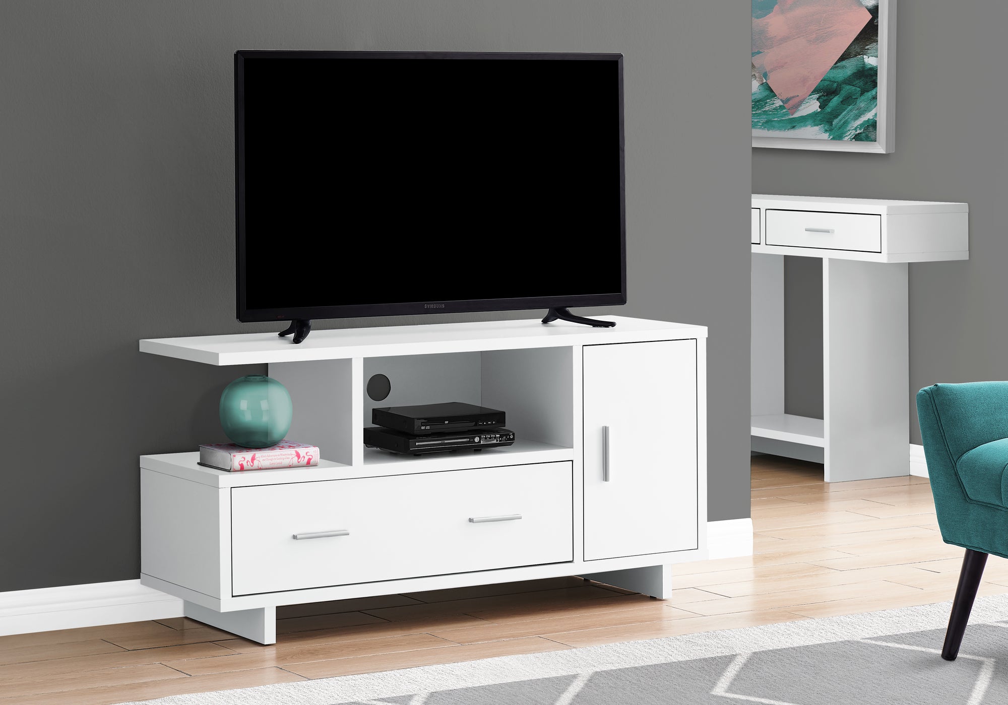 Image of tv stand - 48inch l white with storage  i 2800.