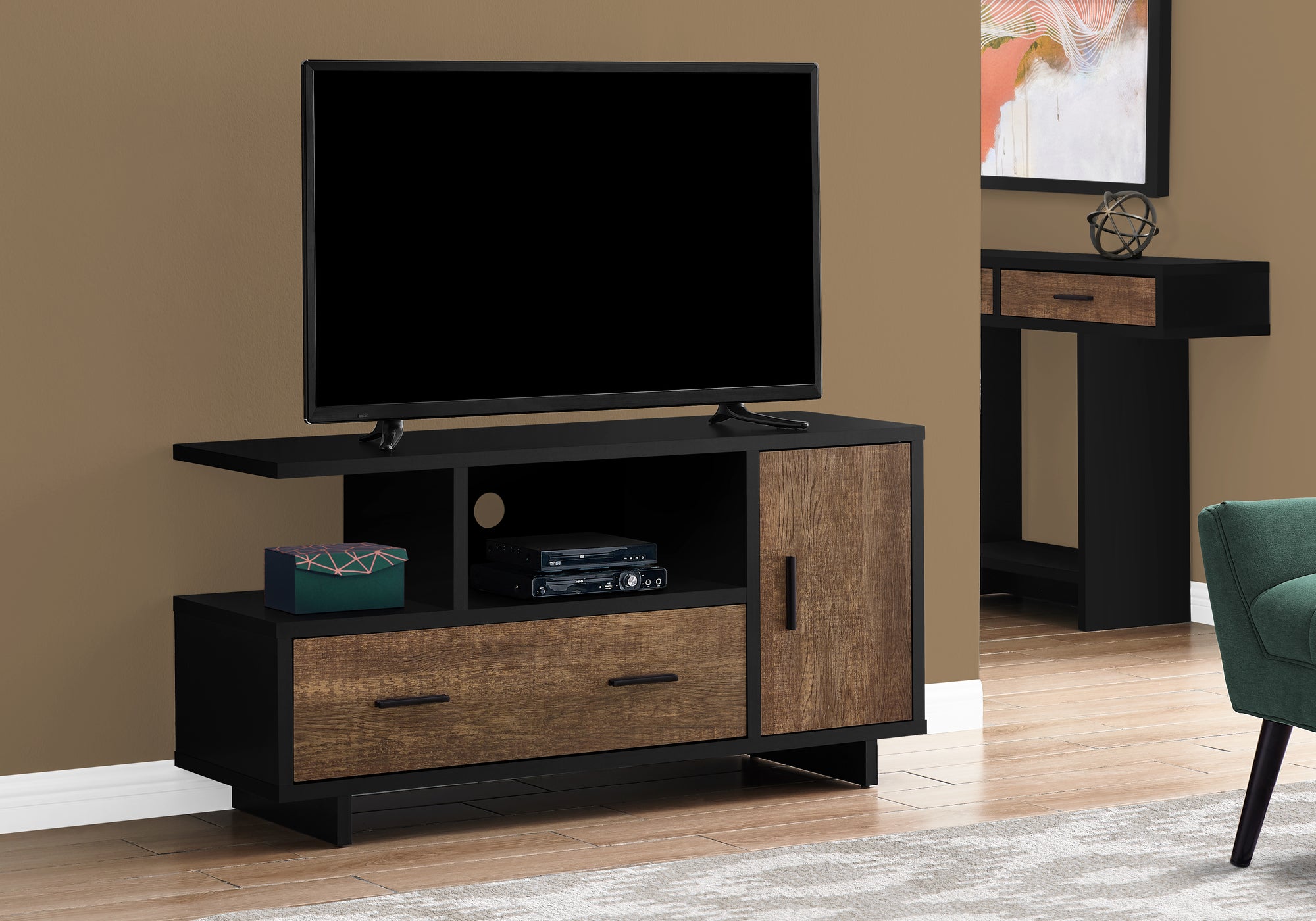 Image of tv stand - 48inch l black brown reclaimed wood-look  i 2803.