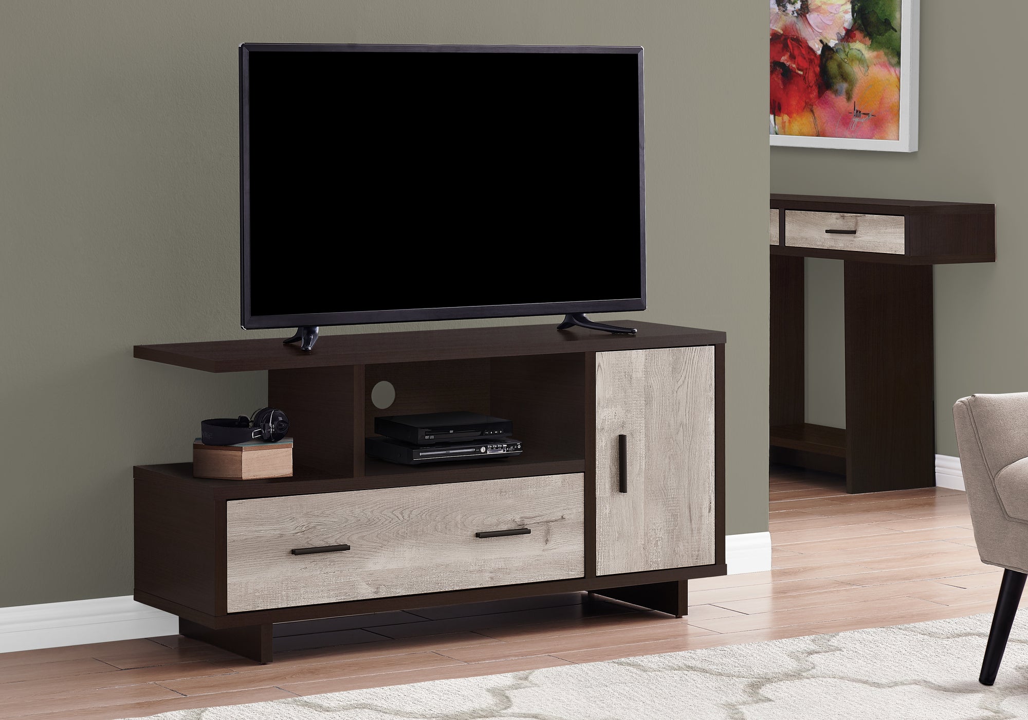Image of tv stand - 48inch l espresso taupe reclaimed wood-look  i 2805.