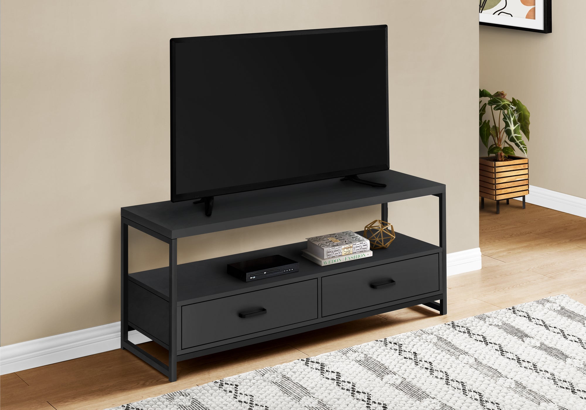 Image of tv stand - 48inch l black black metal  i 2870.