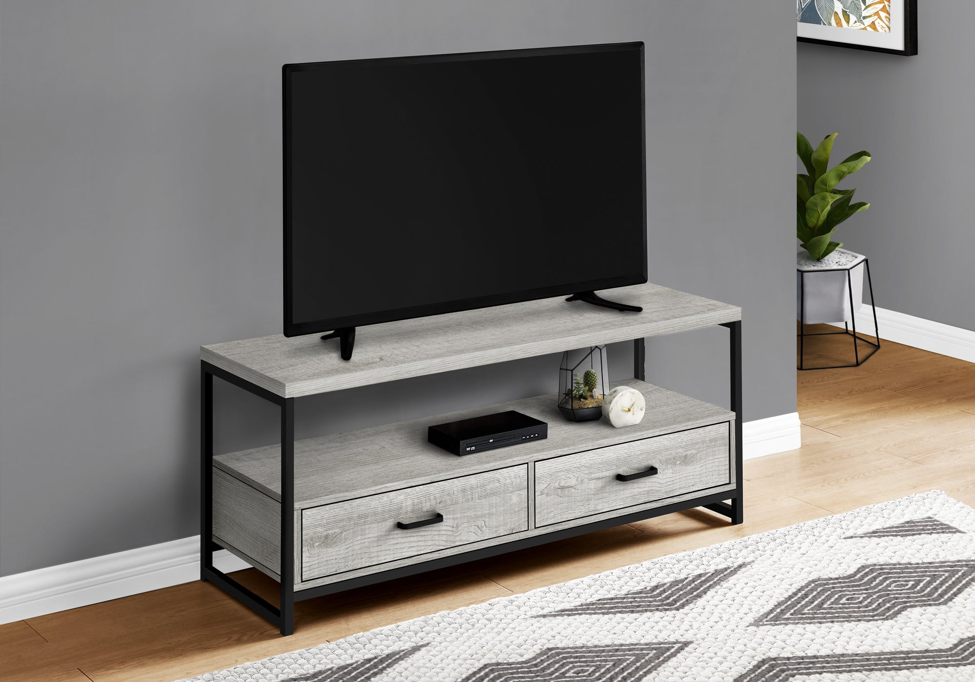 Image of tv stand - 48inch l grey black metal  i 2871.
