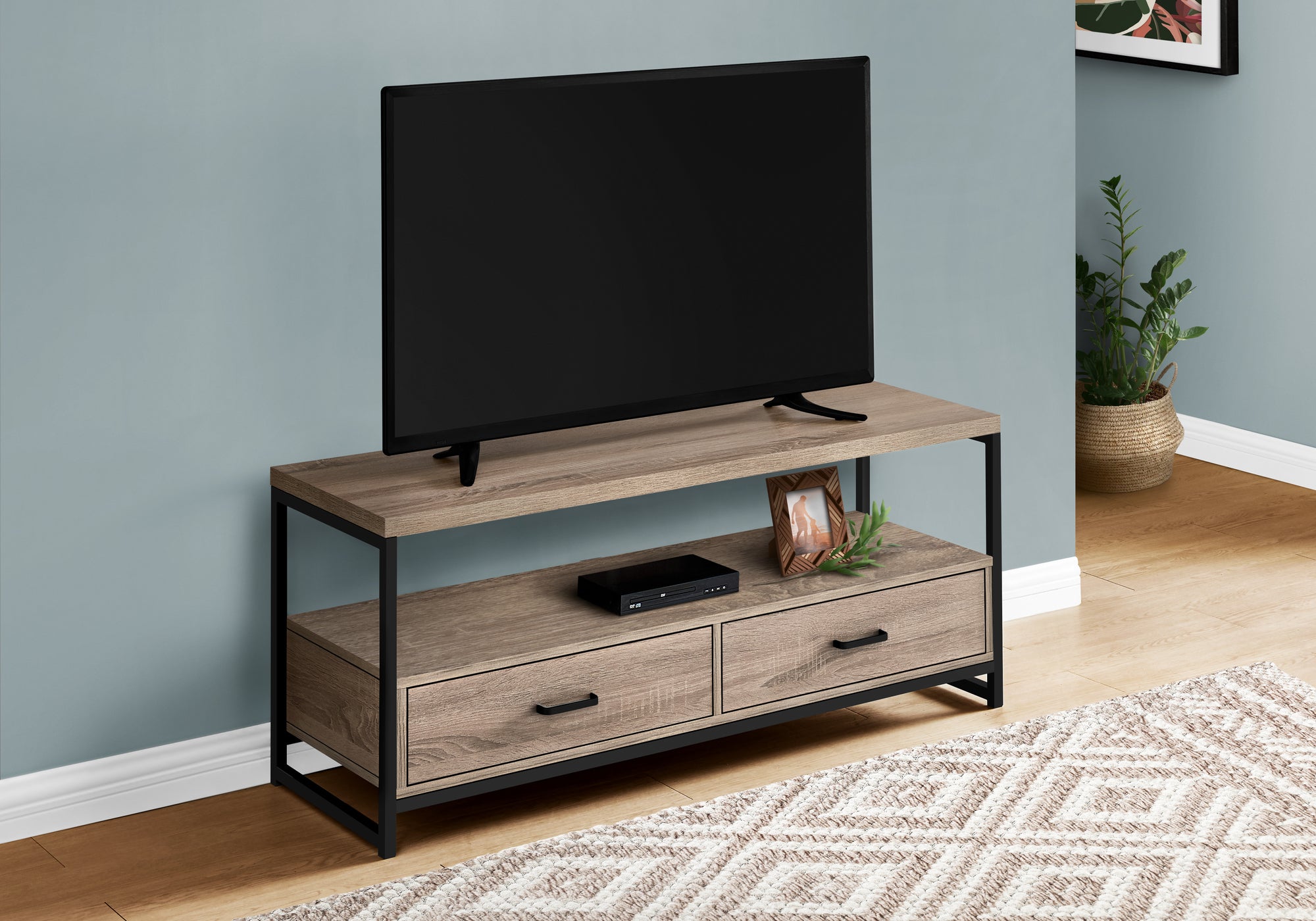 Image of tv stand - 48inch l dark taupe black metal  i 2872.