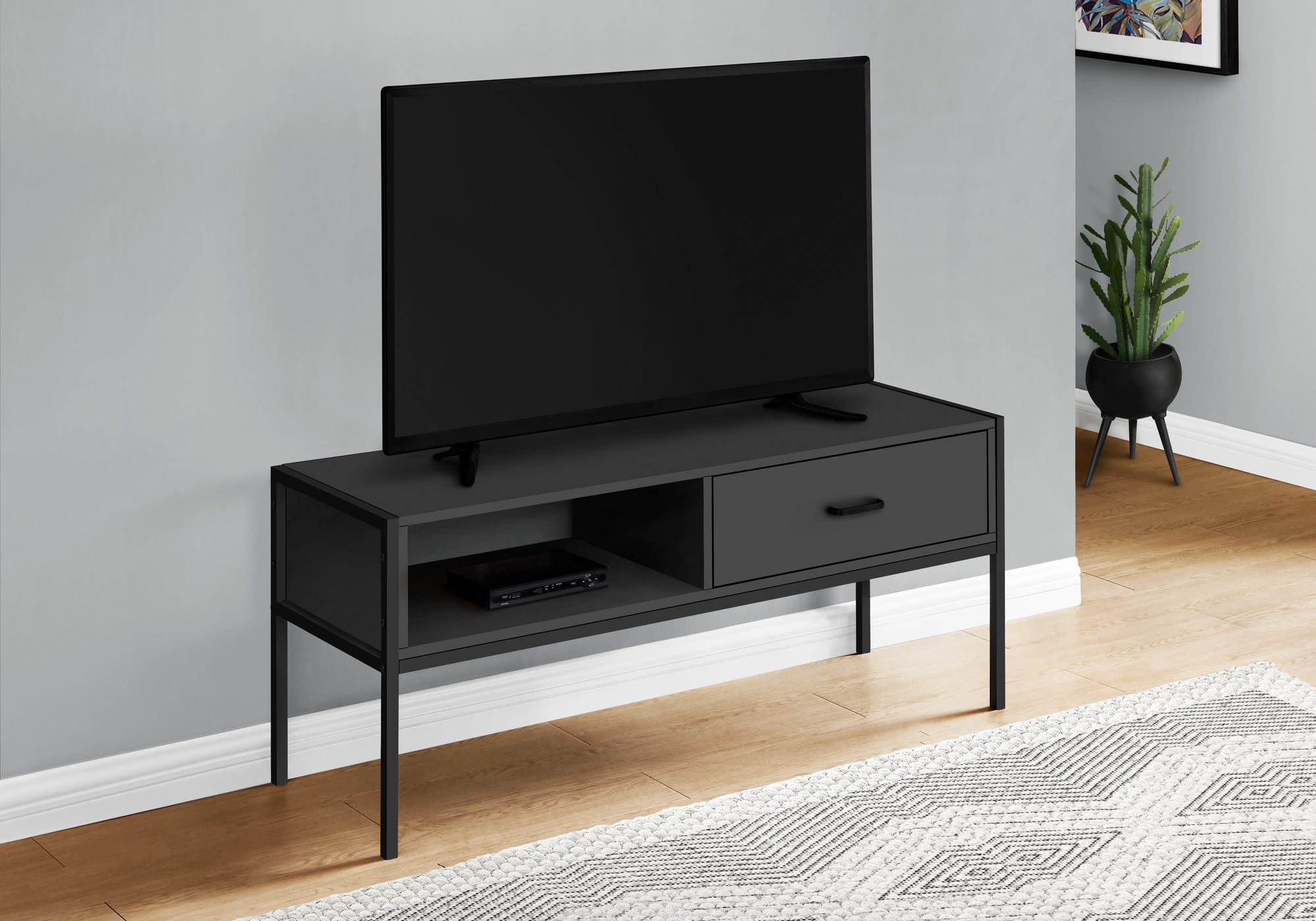 Image of tv stand - 48inch l black black metal i 2874.