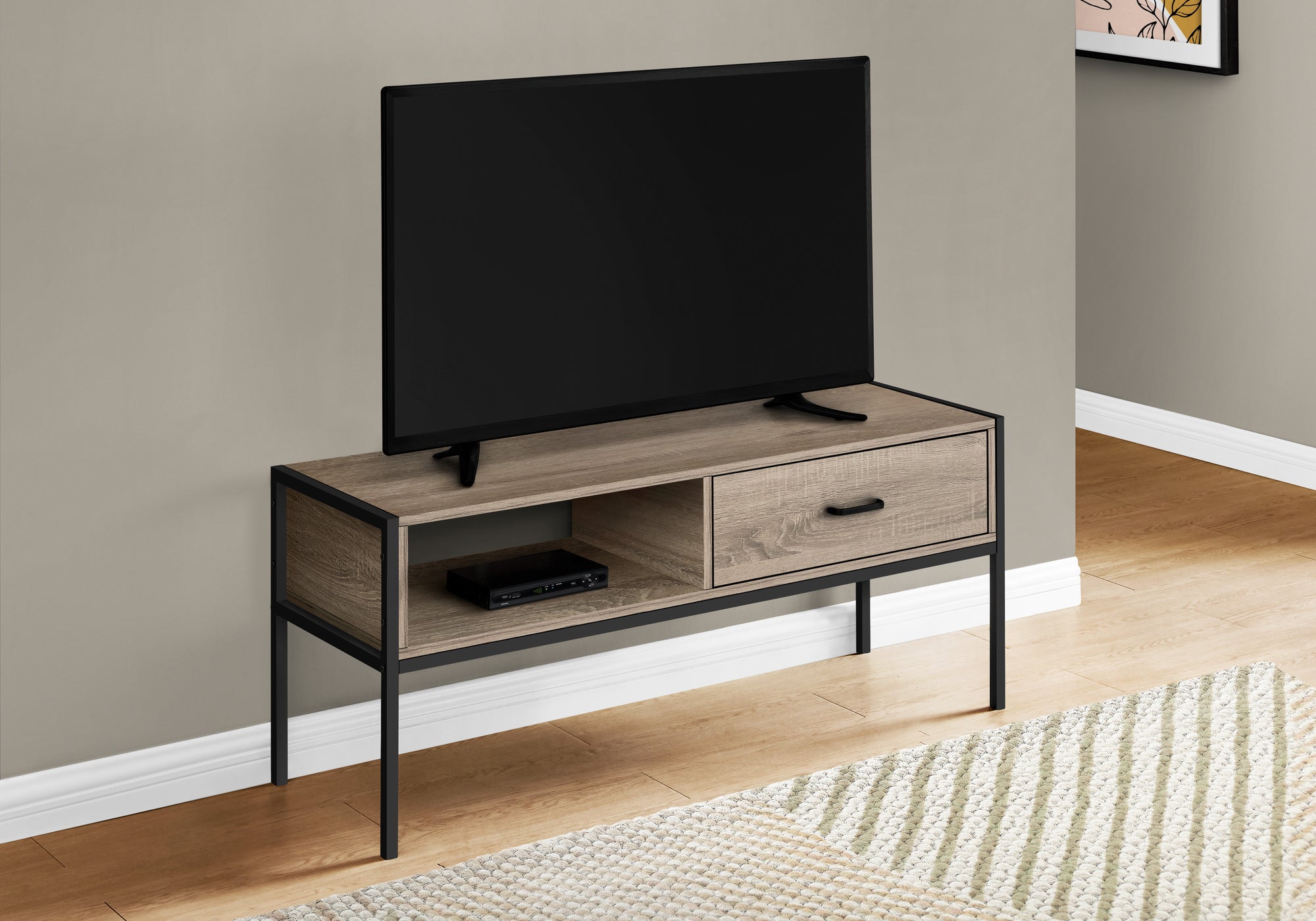 Image of tv stand - 48inch l dark taupe black metal i 2876.