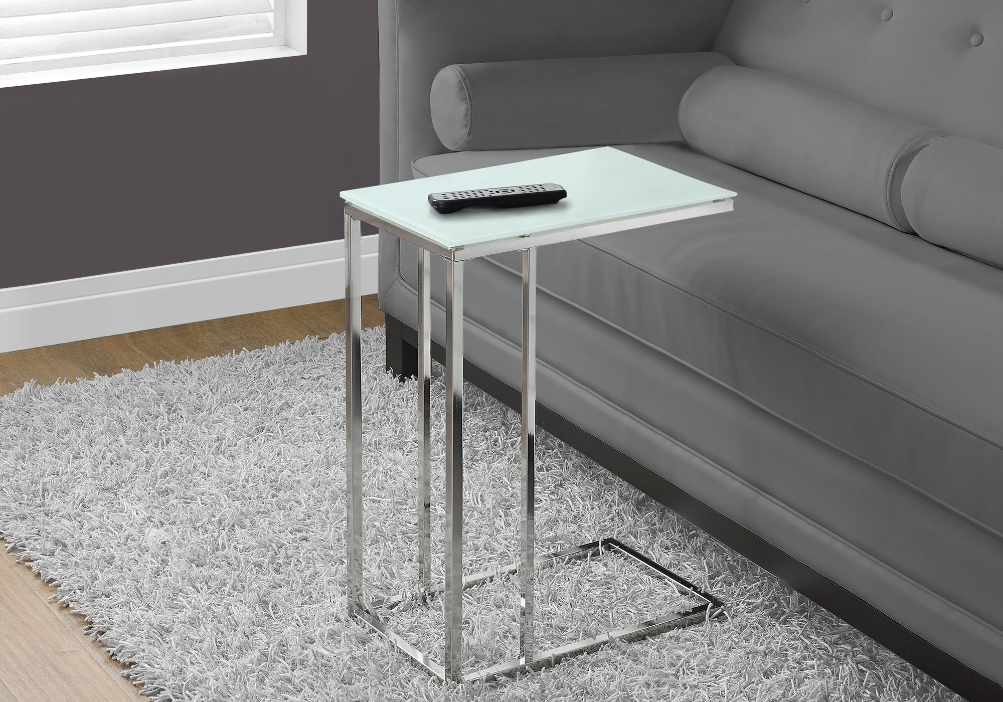 Image of accent table - chrome metal with frosted tempered glass  i 3000.