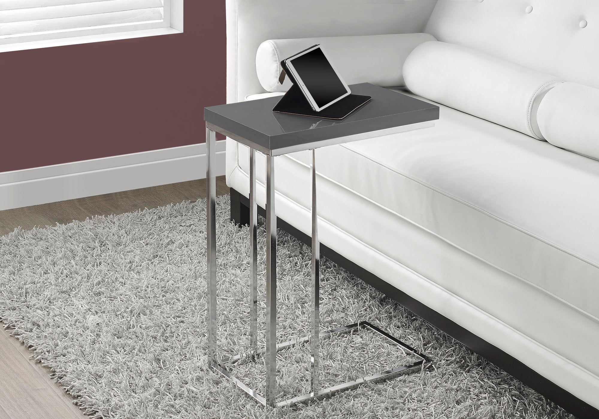 Image of accent table - glossy grey with chrome metal  i 3030.