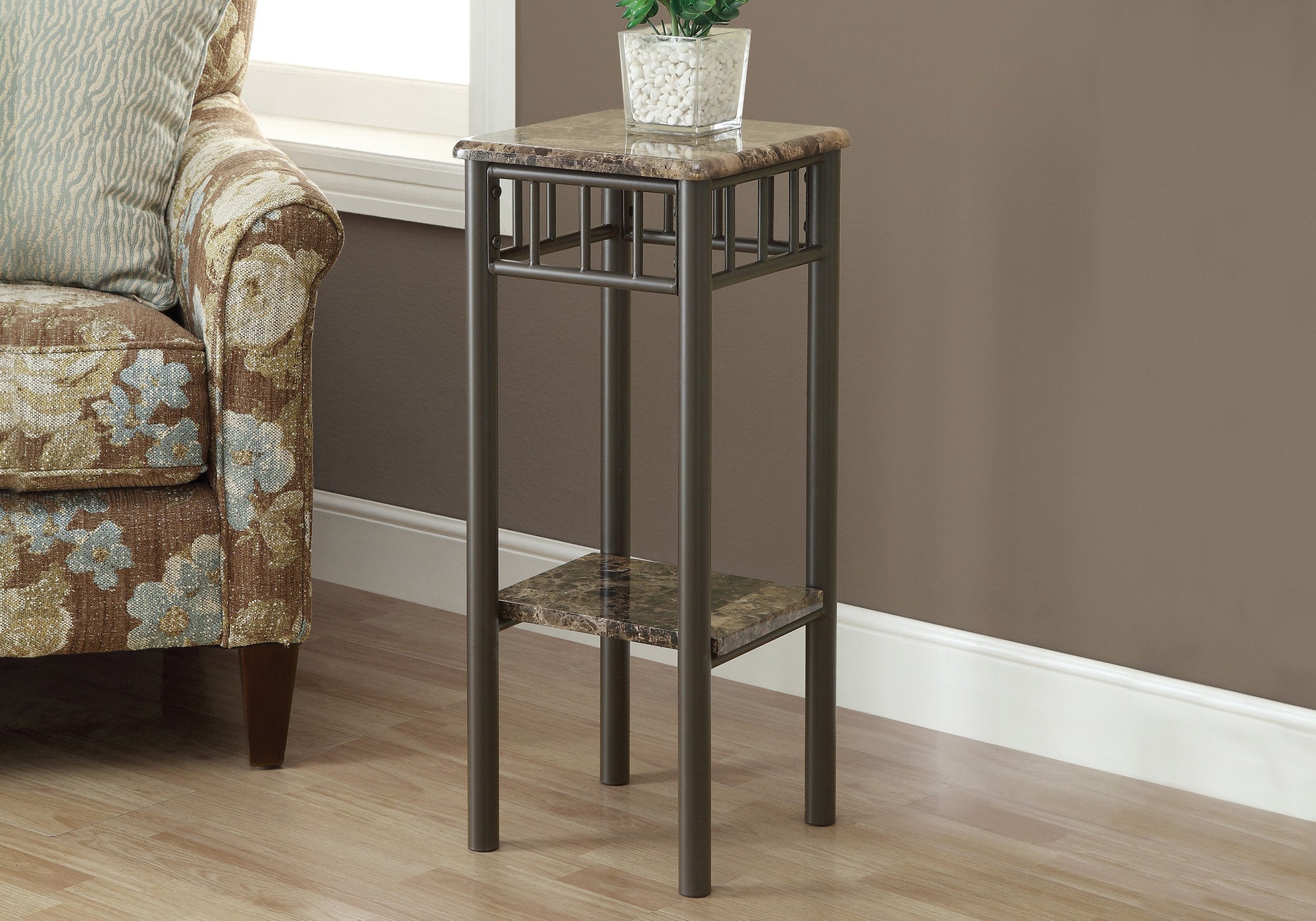 Image of accent table - espresso marble bronze metal  i 3044.