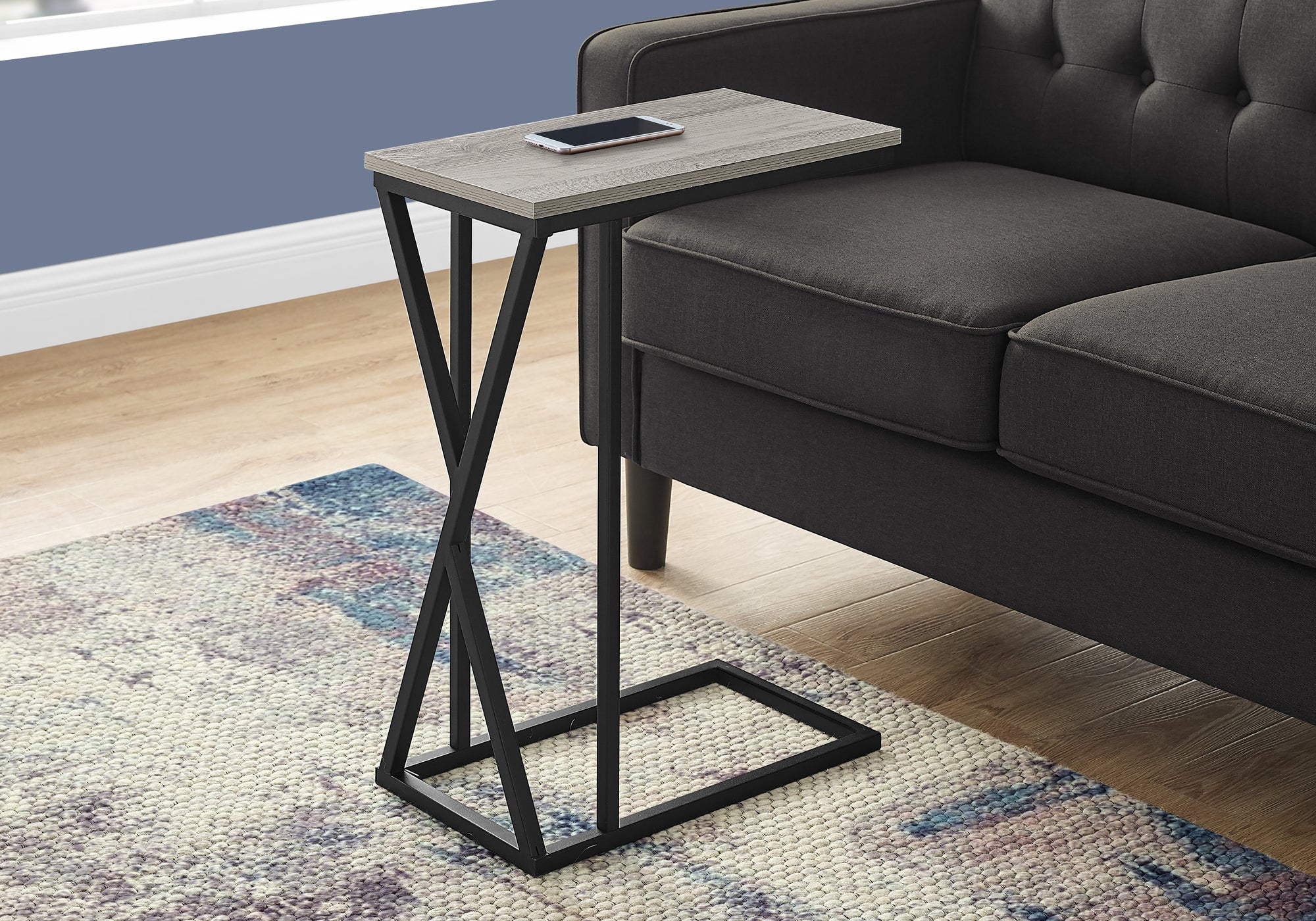 Image of accent table - 25inch h grey black metal  i 3248.