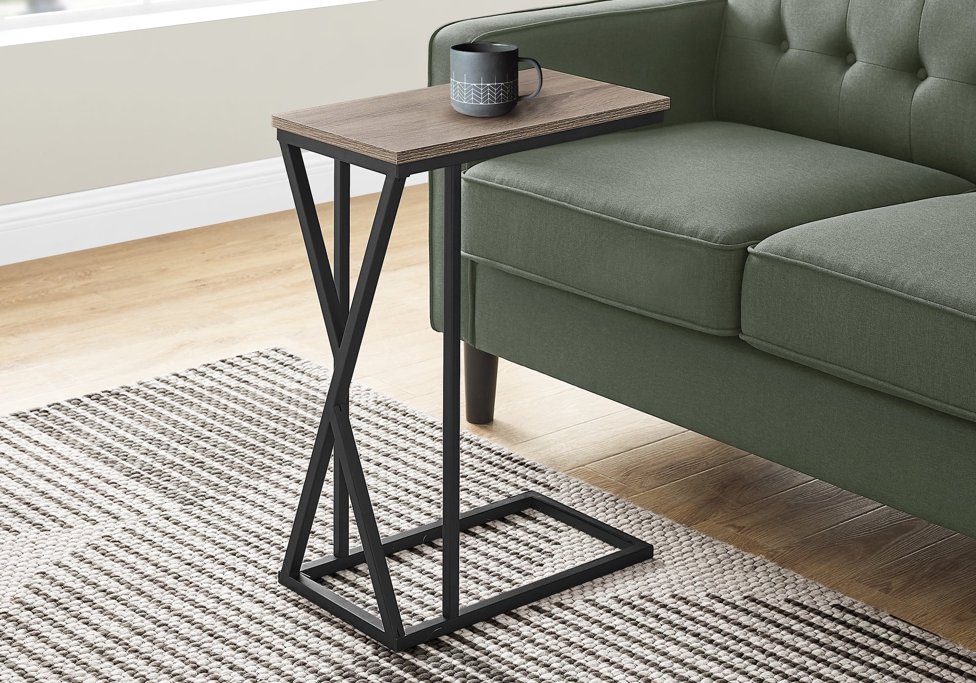 Image of accent table - 25inch h dark taupe black metal  i 3249.