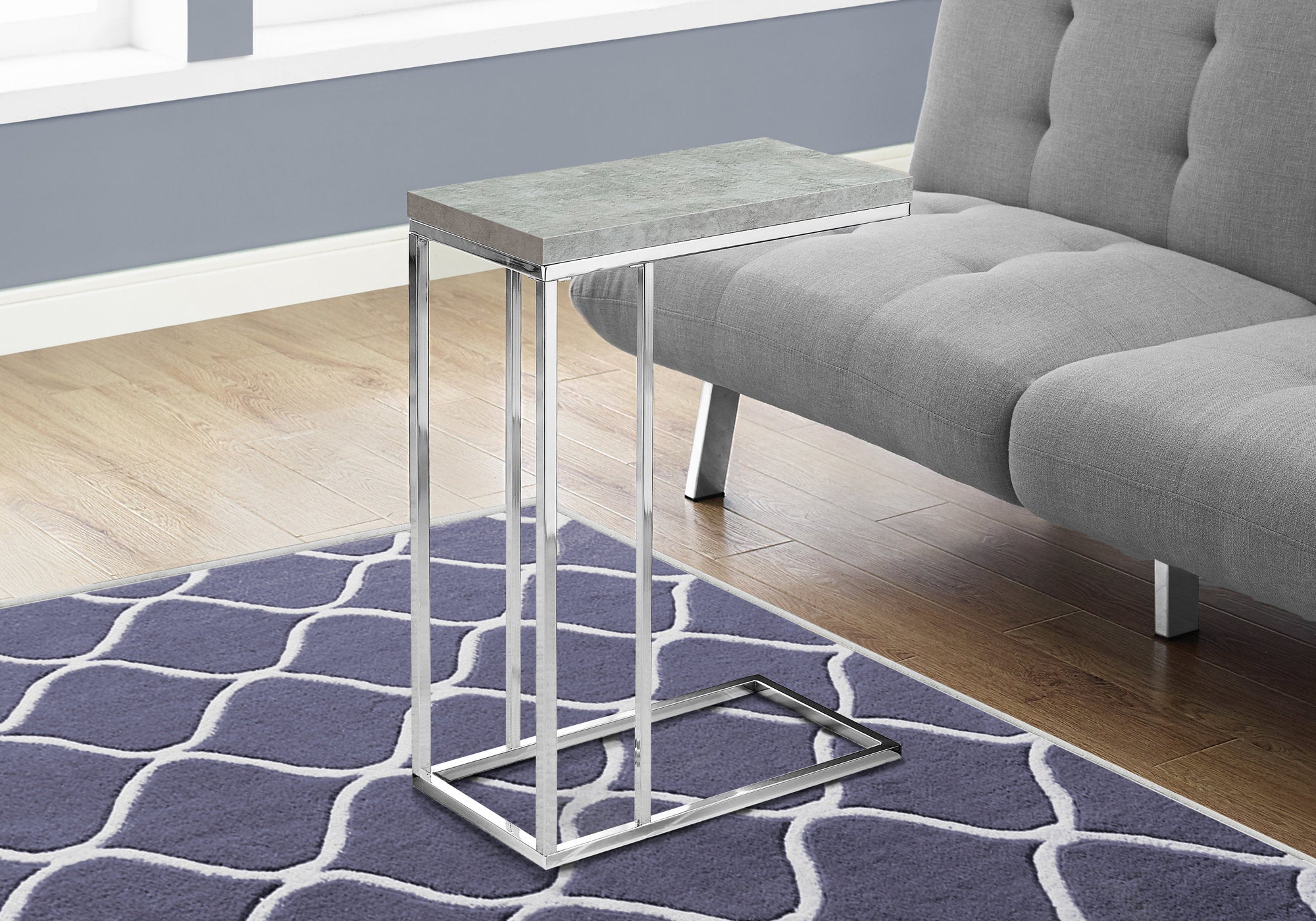 Image of accent table - grey cement with chrome metal  i 3372.