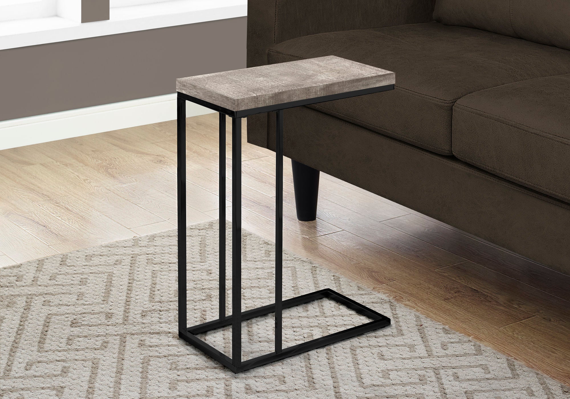 Image of accent table - taupe reclaimed wood-look black metal  i 3405.