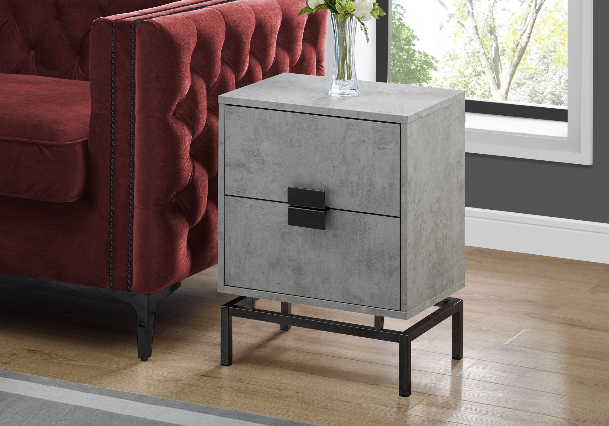 Image of accent table - 24inch h grey cement black nickel metal  i 3492.