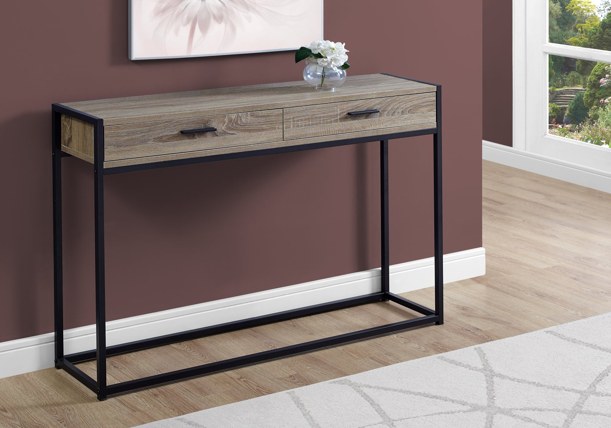 Image of accent table - 48inch l dark taupe black hall console  i 3511.