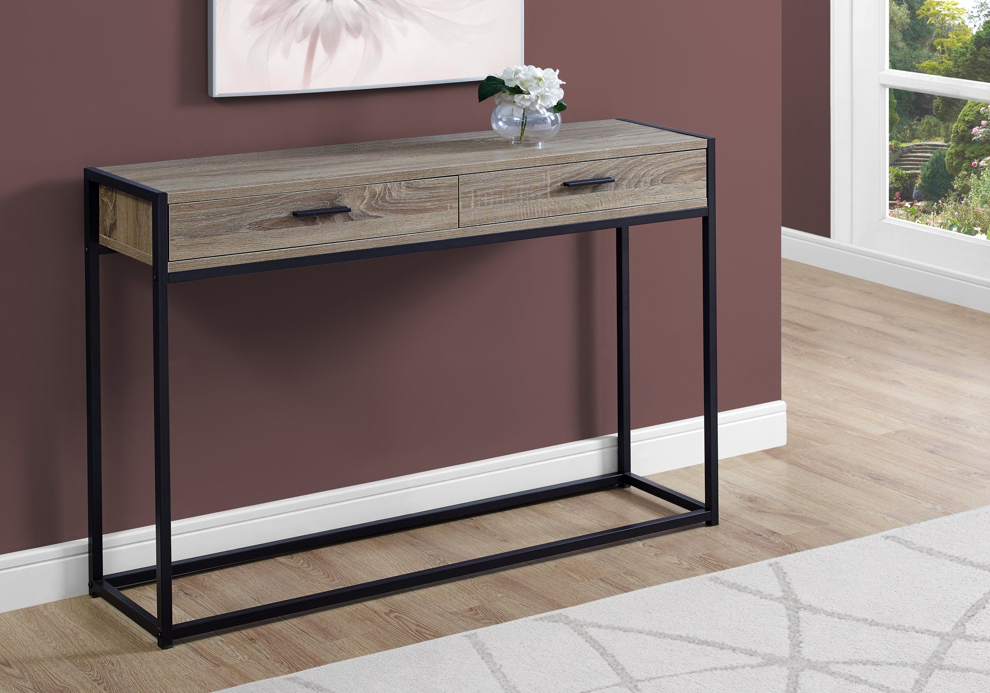 accent table 48l dark taupe black hall console i3511