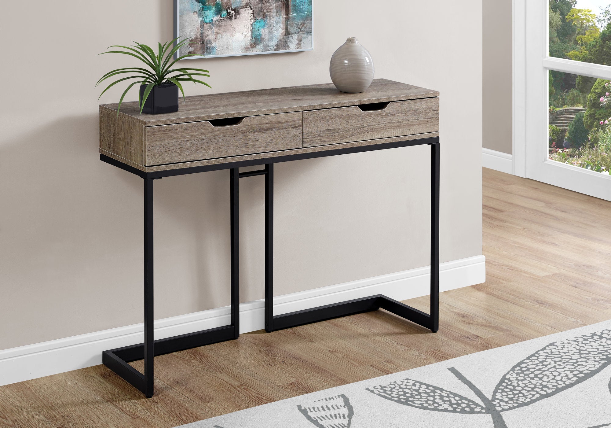 accent table 42l dark taupe black hall console i3518