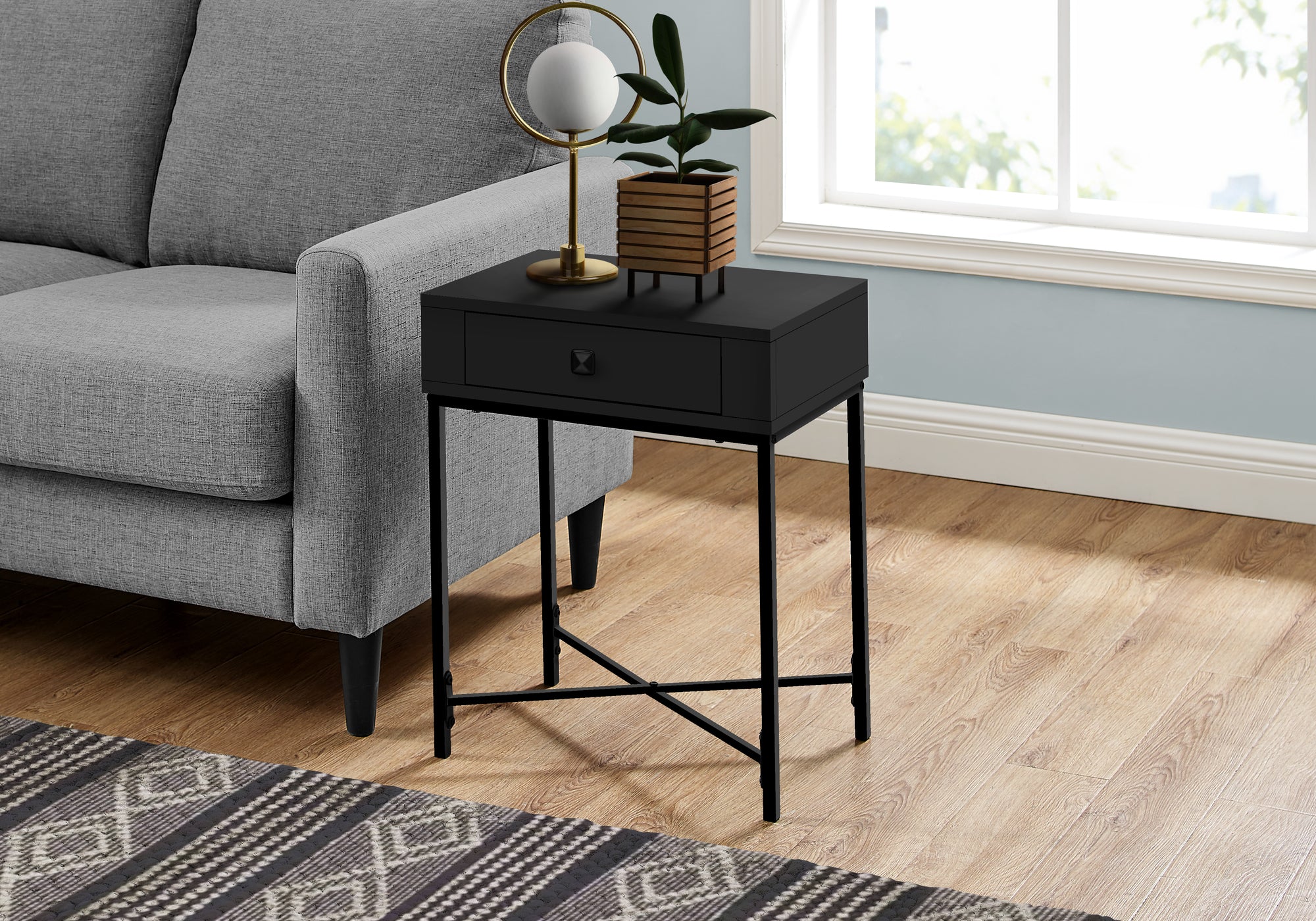 Image of accent table - 22inch h black black metal  i 3542.