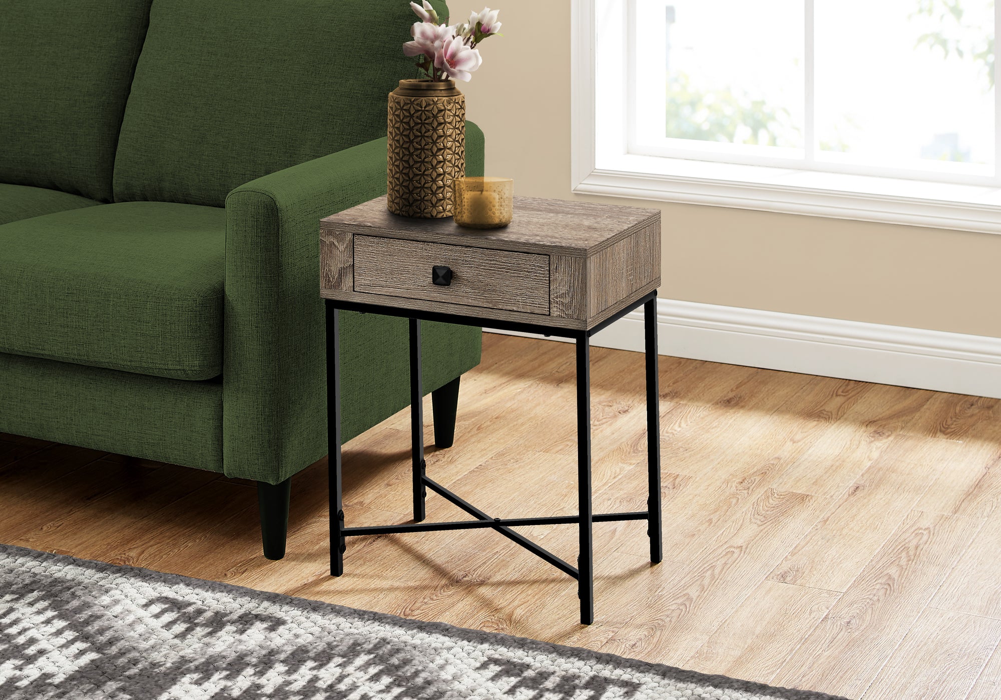 accent table 22h dark taupe black metal i3544