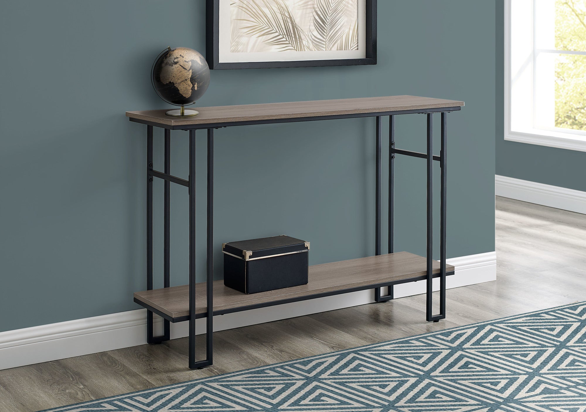 Image of accent table - 48inch l taupe black metal hall console  i 3577.