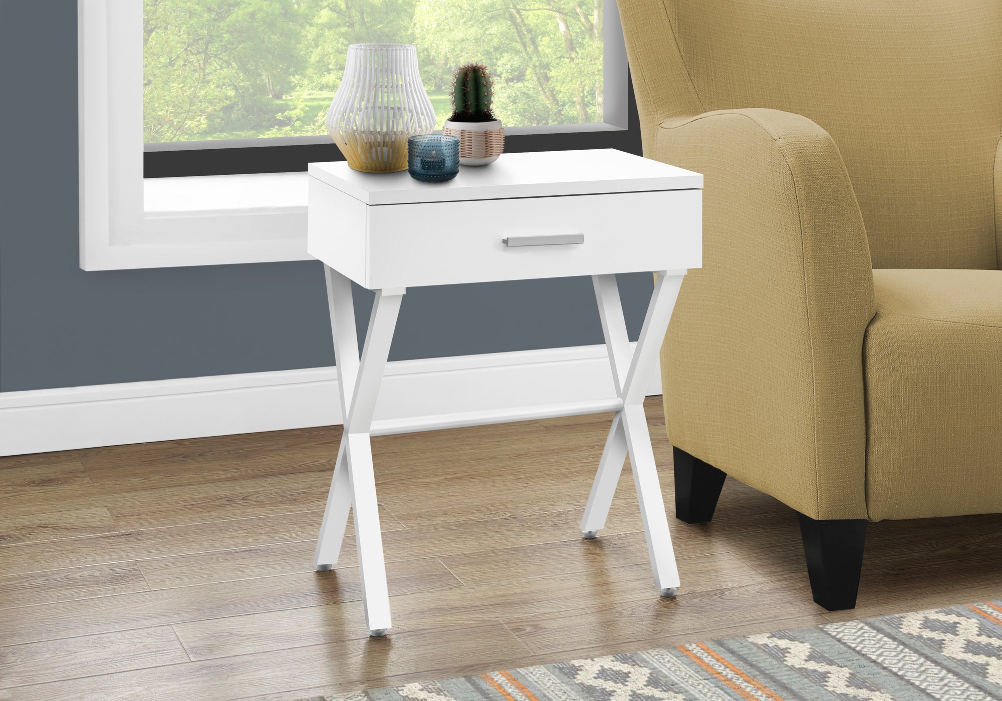Image of accent table - 24inch h white white metal  i 3606.