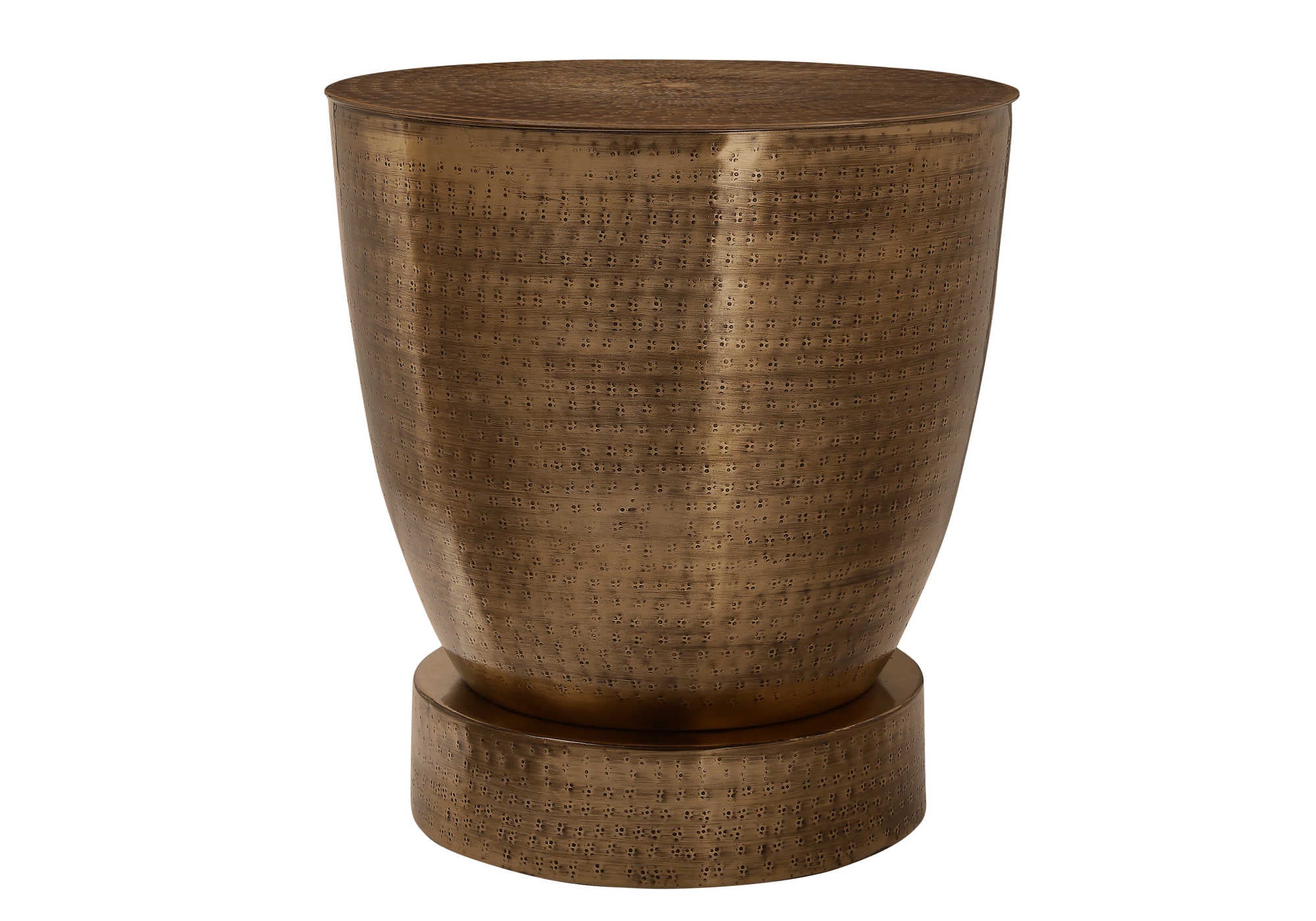 Image of accent table - 22h  antique copper iron metal drum end i 3919.