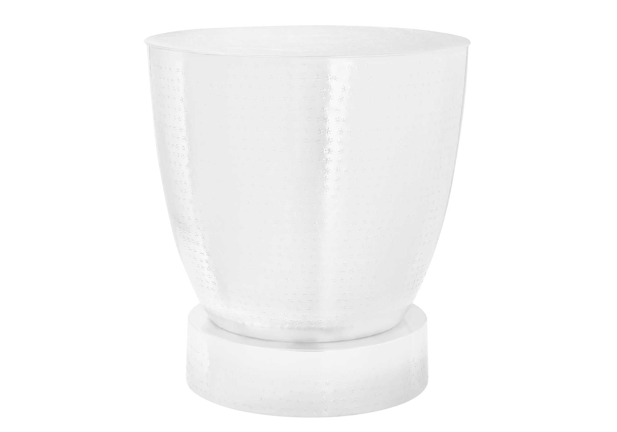 Image of accent table - 22h  white textured iron metal drum end i 3921.