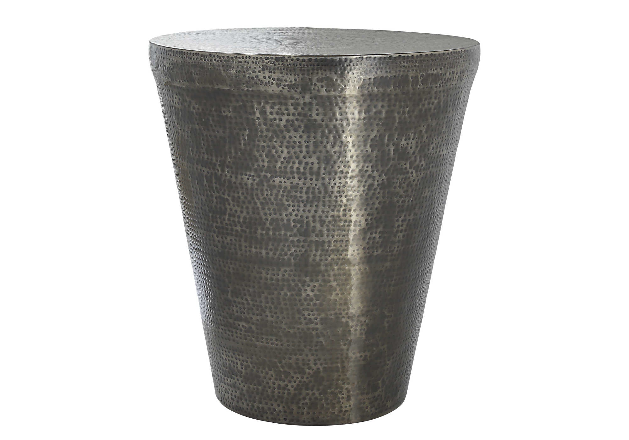 Image of accent table - 22h  silver grey iron metal drum end i 3924.