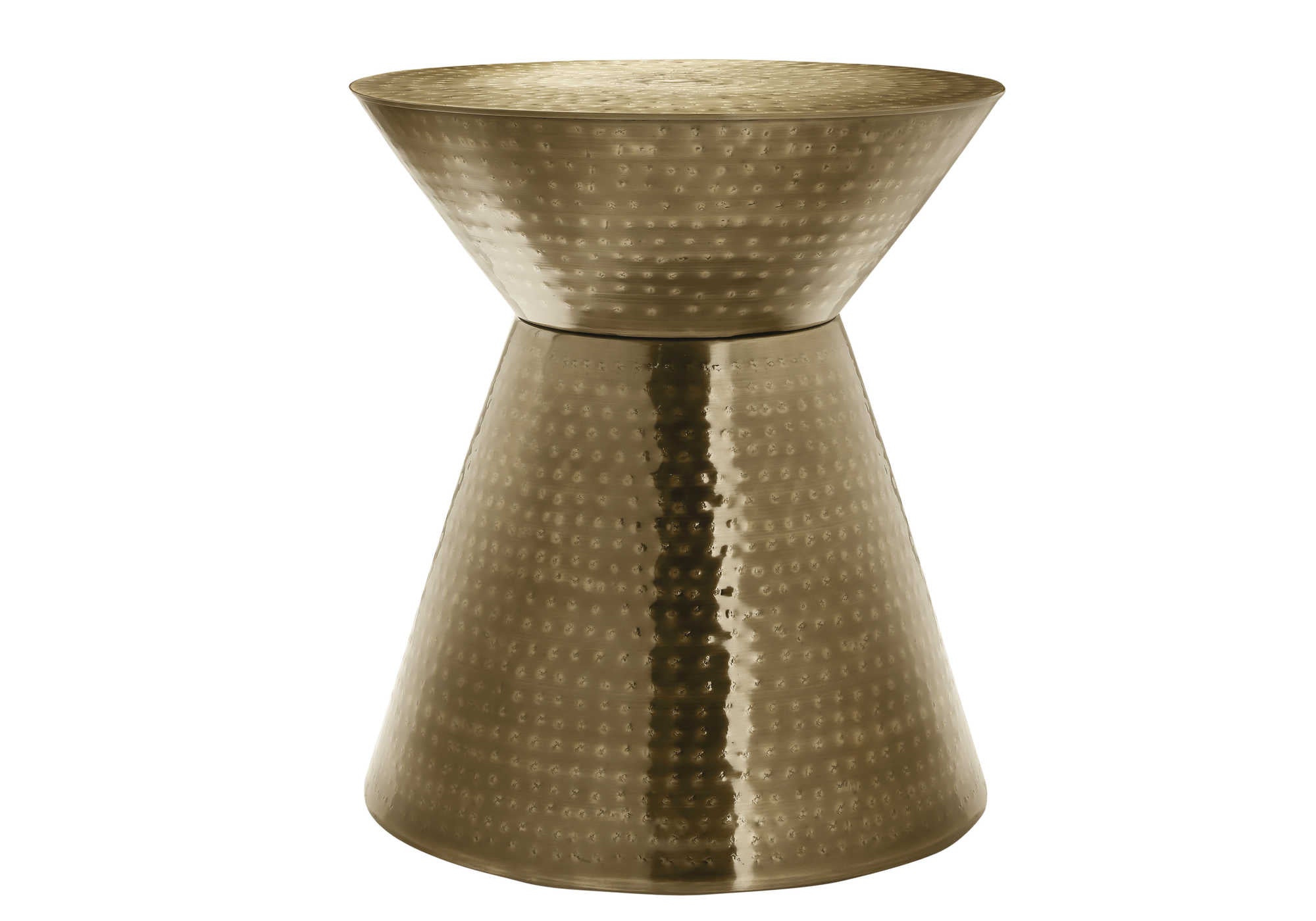 ACCENT TABLE - 22H  GOLD IRON METAL DRUM END TABLE