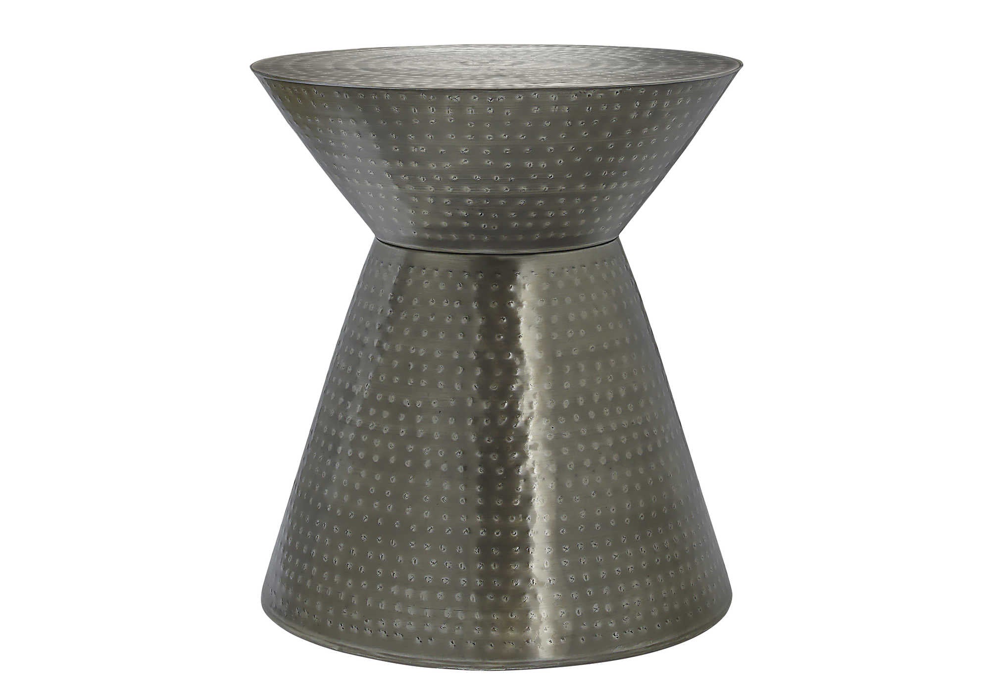 Image of accent table - 22h  silver grey iron metal drum end i 3929.