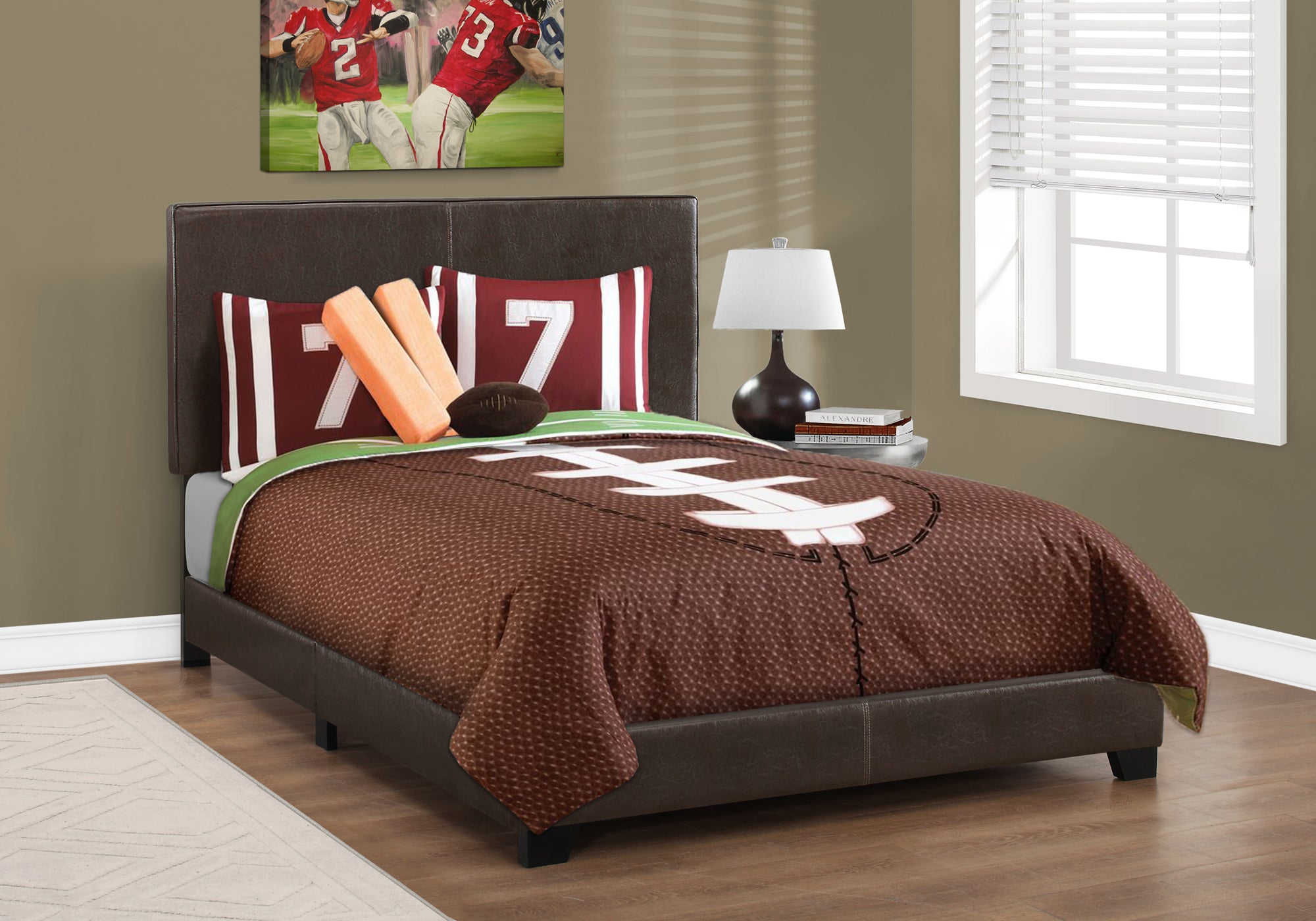 Image of bed - full dark brown leather-look i 5910f.