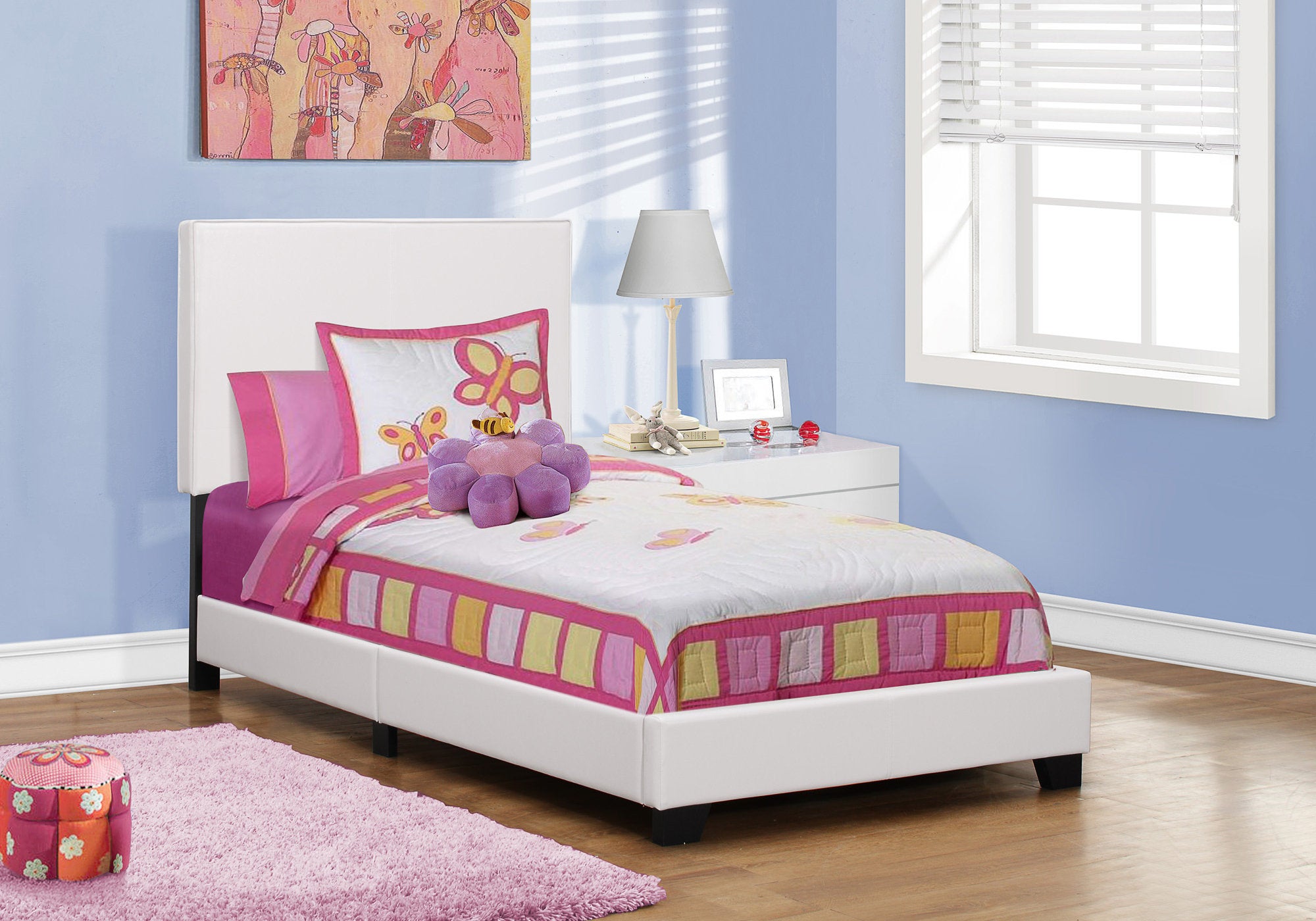 Image of bed - twin white leather-look i 5911t.