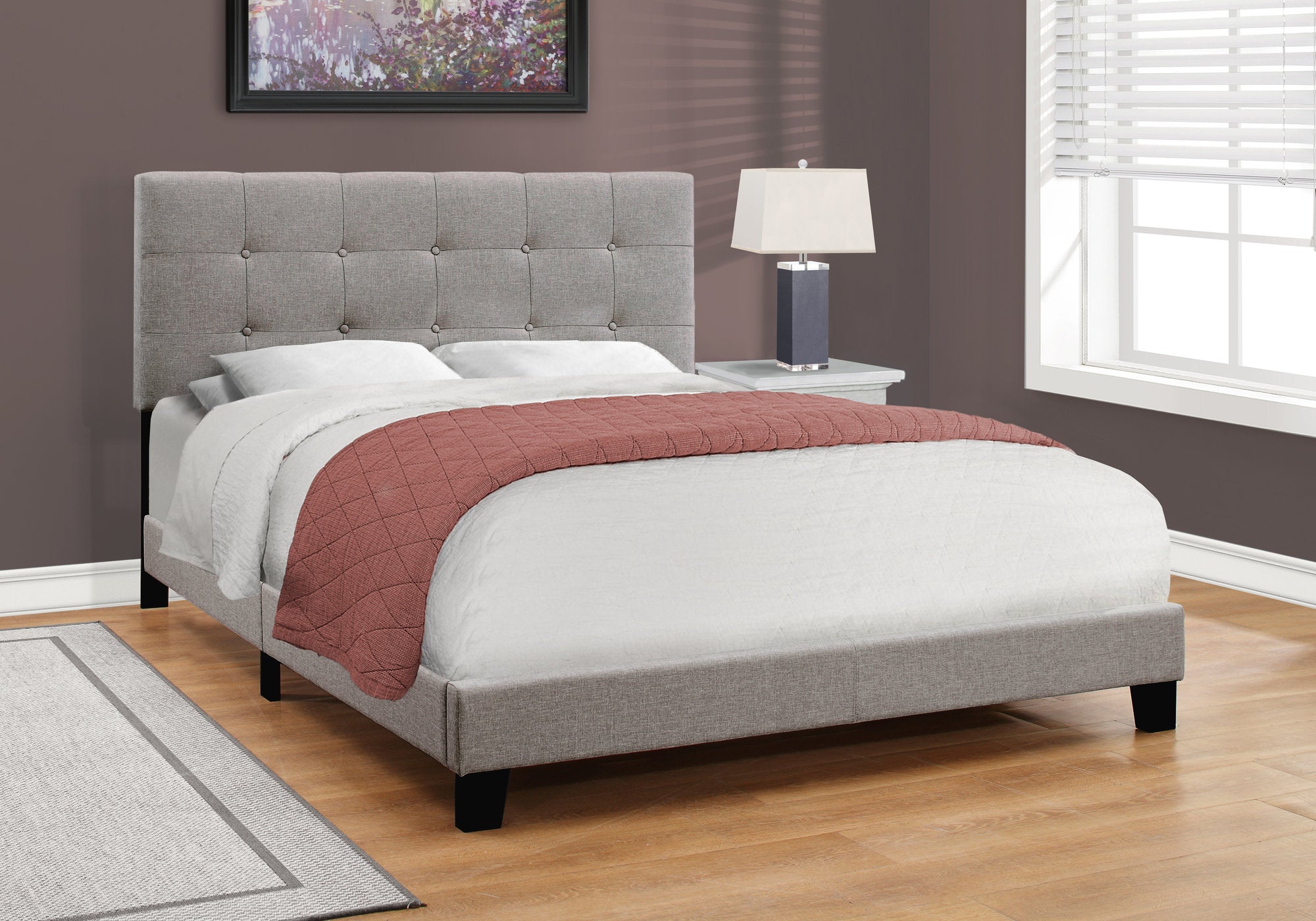 Image of bed - queen grey linen i 5920q.