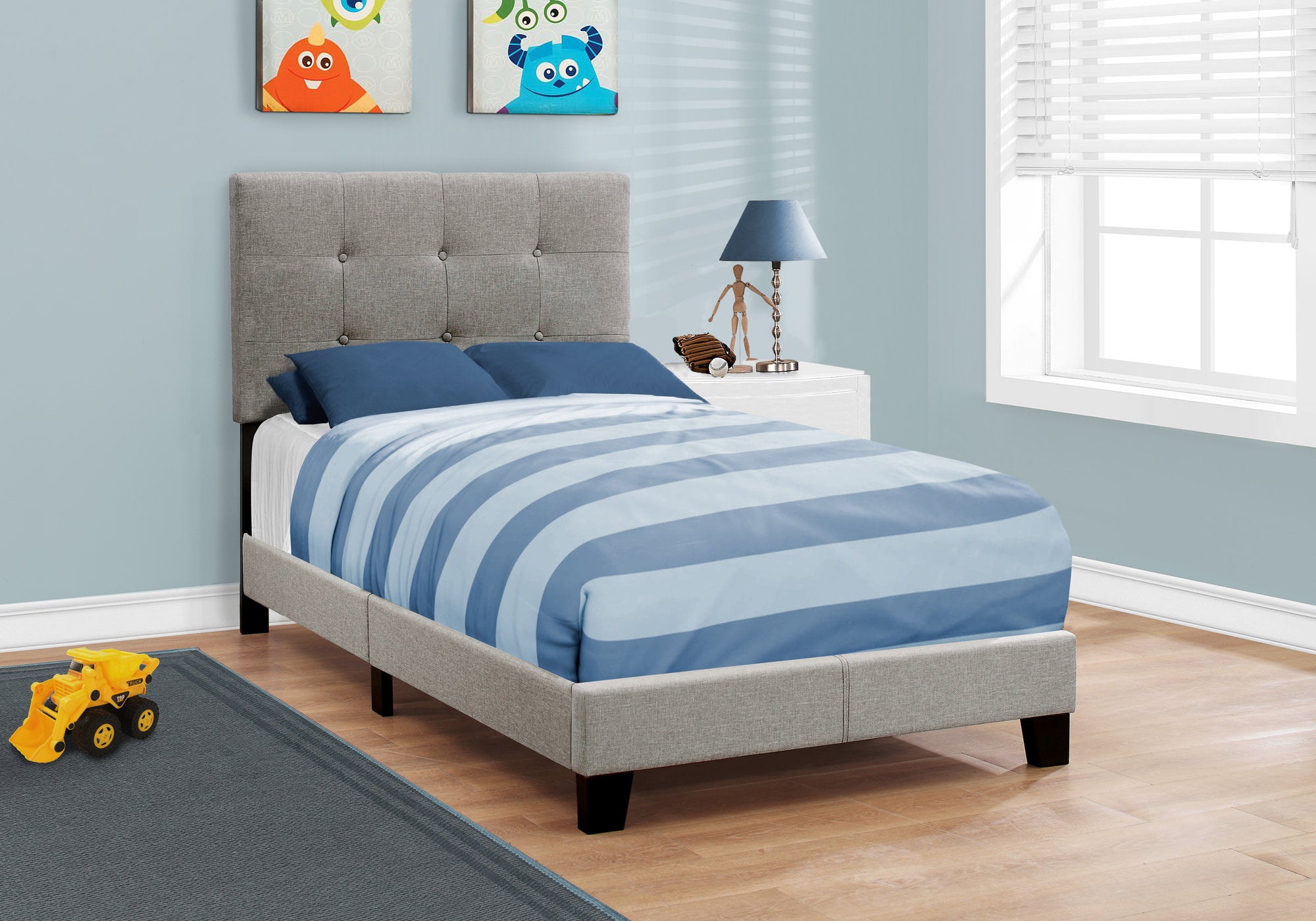 Image of bed - twin grey linen i 5920t.