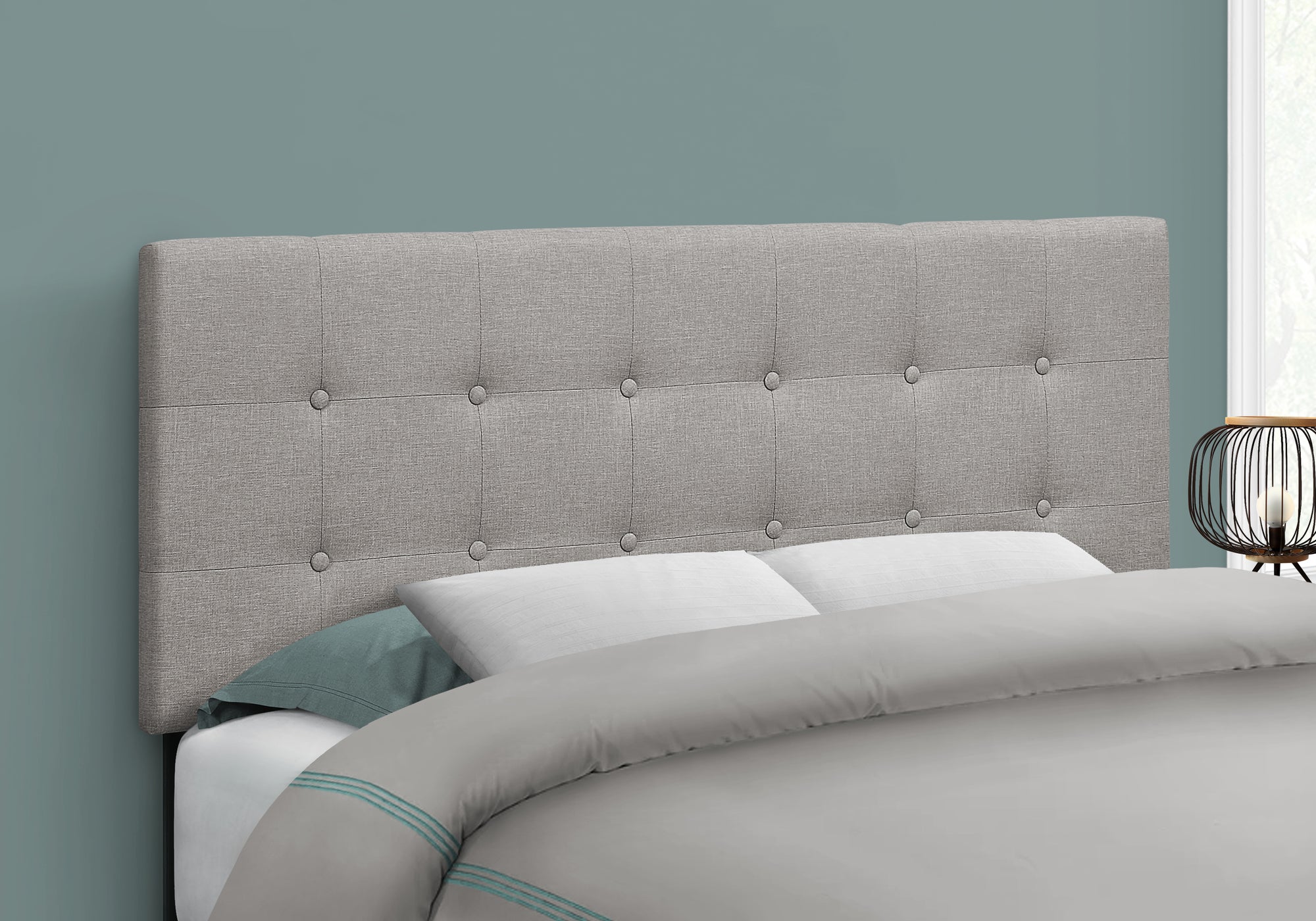bed full size grey linen headboard only i6003f