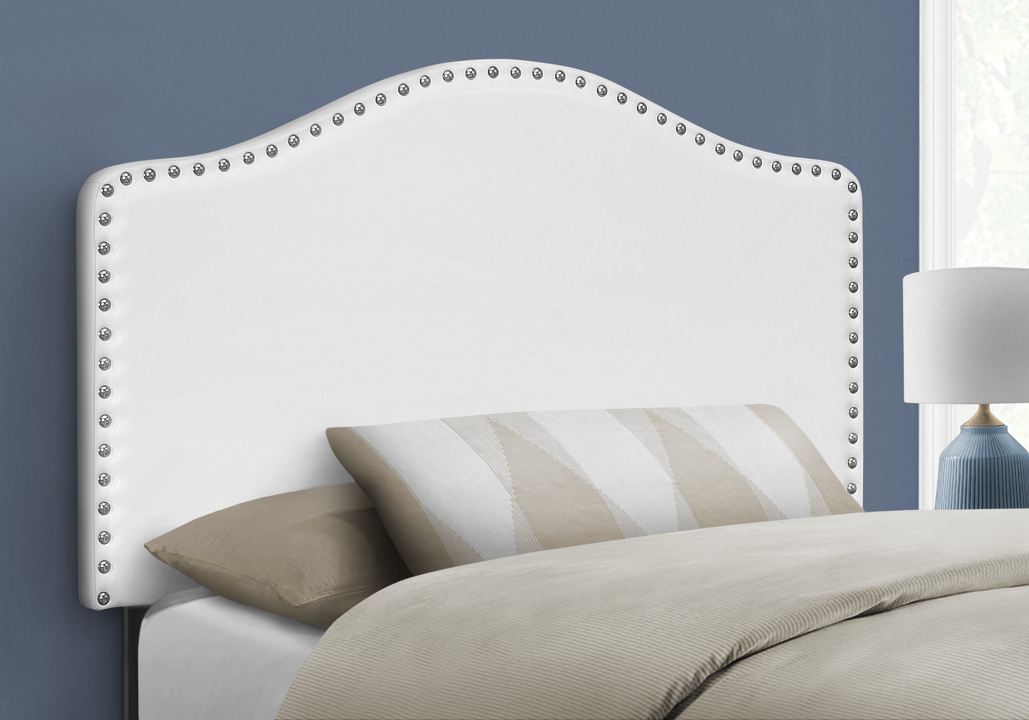 Image of bed - twin white leather-look headboard only i 6012t.