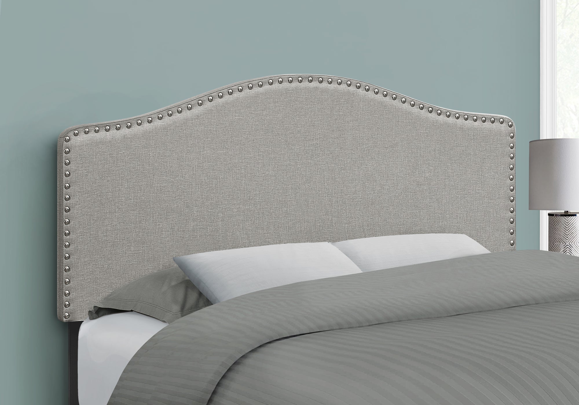 bed full size grey linen headboard only i6013f