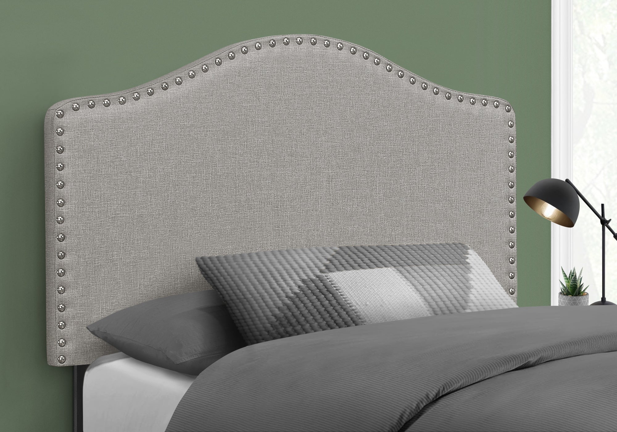 Image of bed - twin grey linen headboard only i 6013t.