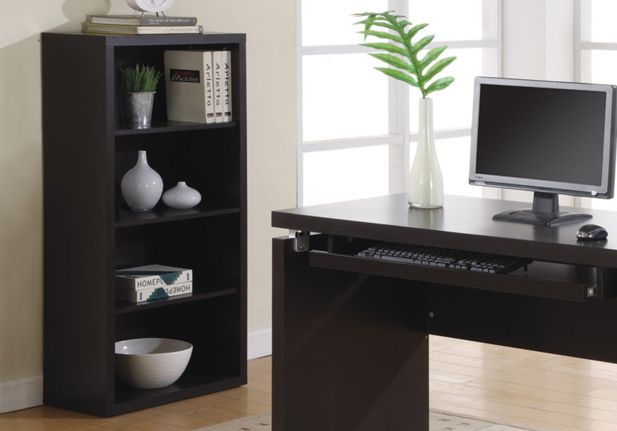 Image of bookcase - 48inch h espresso with adjustable shelves i 7005.