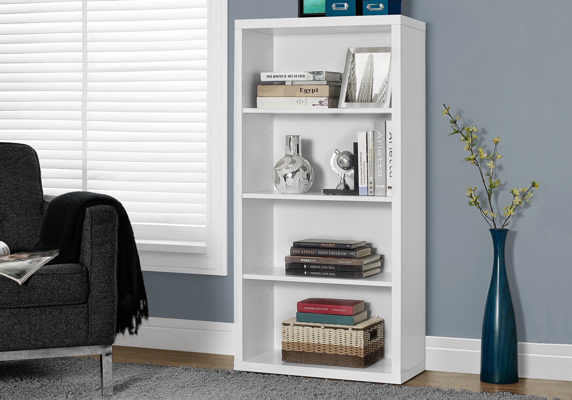 Image of bookcase - 48inch h white with adjustable shelves i 7059.