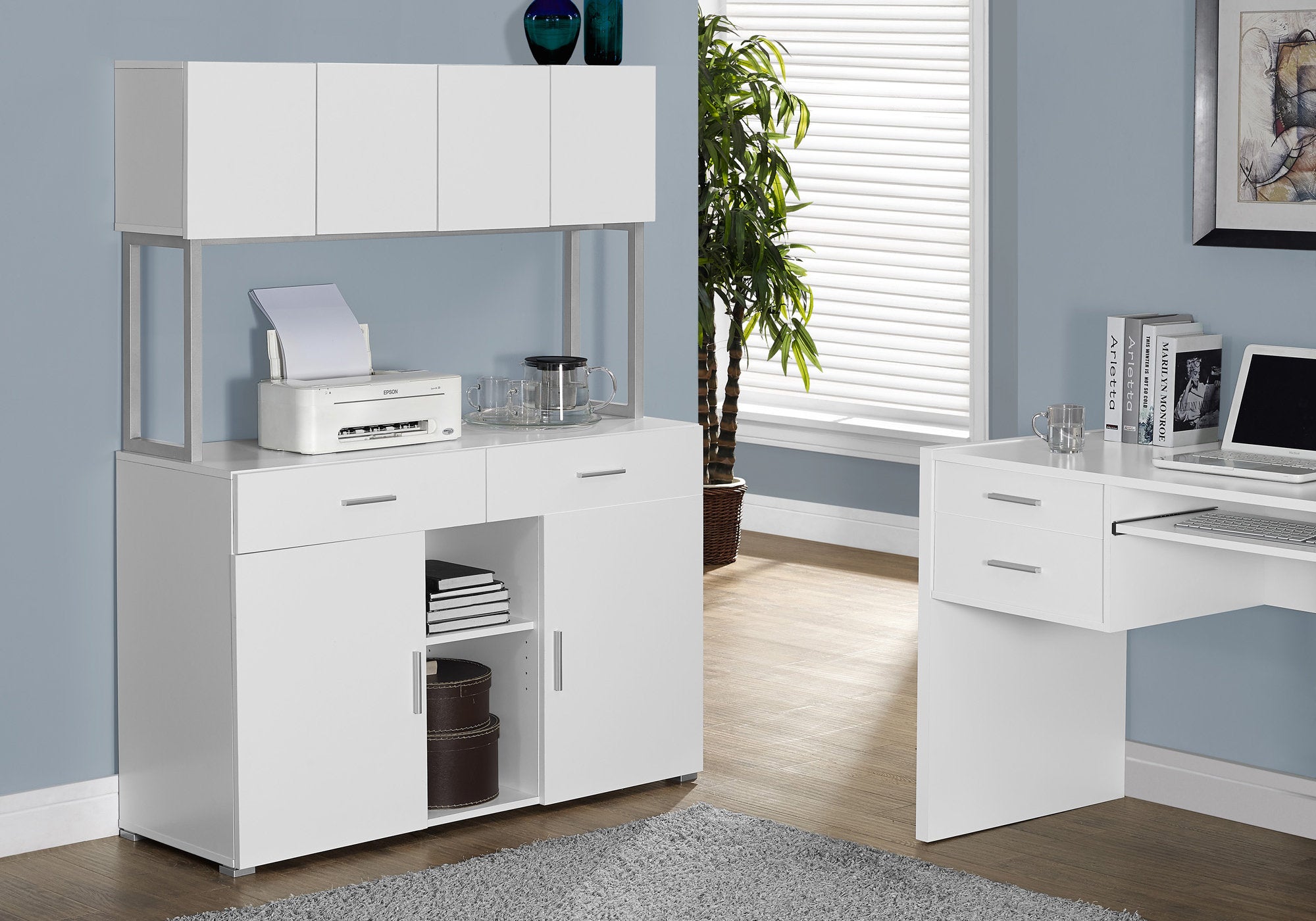 office cabinet 48l white storage credenza i7066
