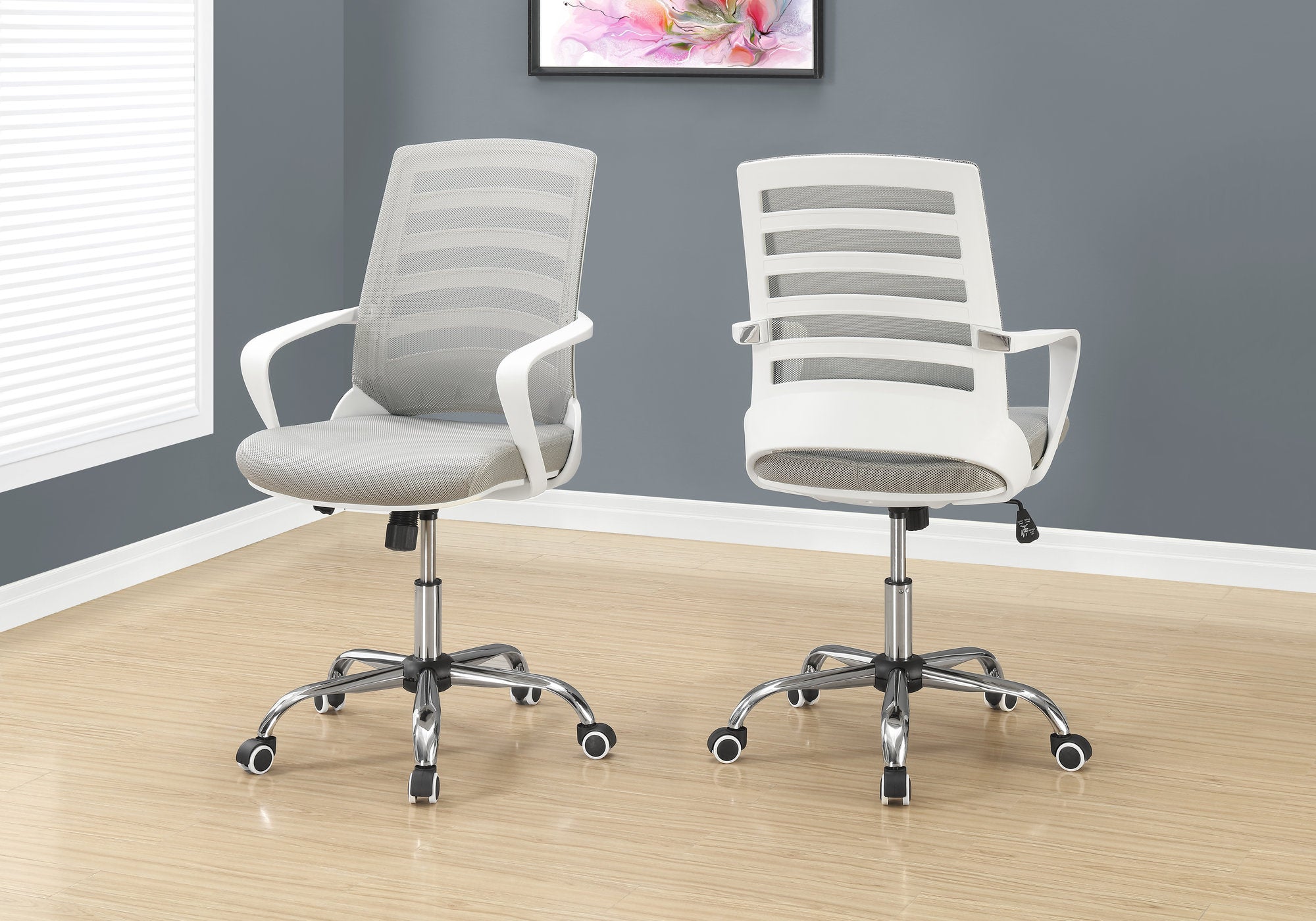 Image of office chair - white grey mesh multi position i 7225.