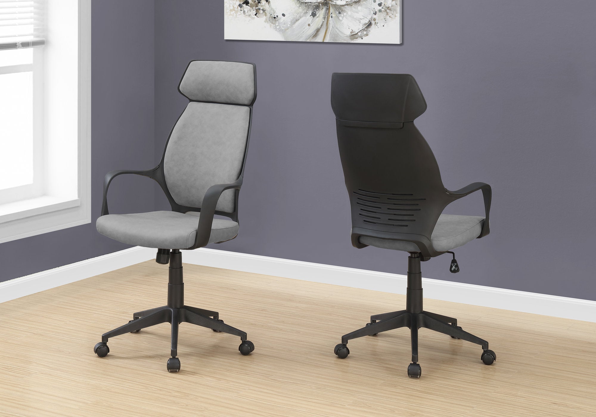 office chair grey microfiber high back executive i7250
