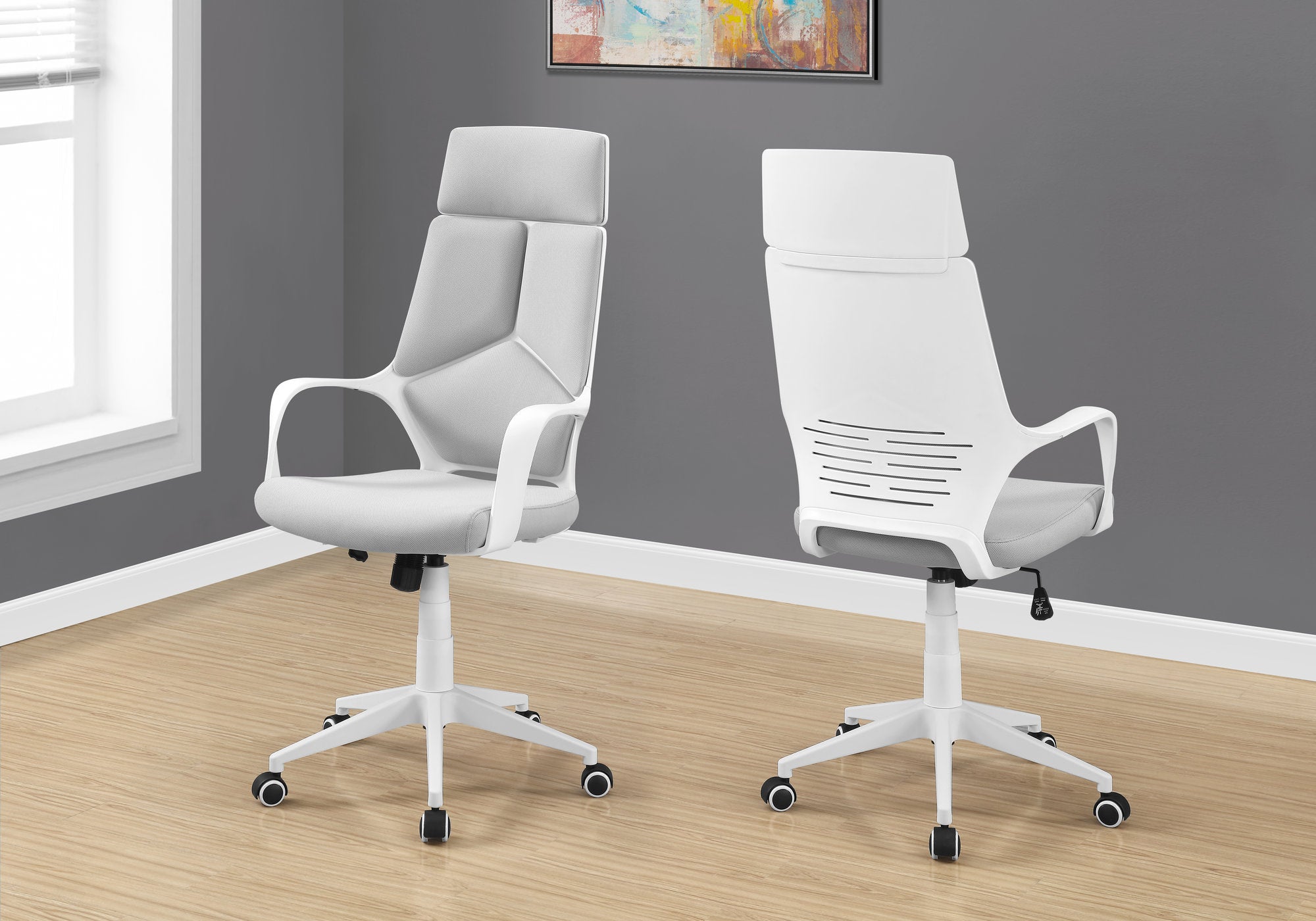 Image of office chair - white grey fabric high back executive  i 7270.