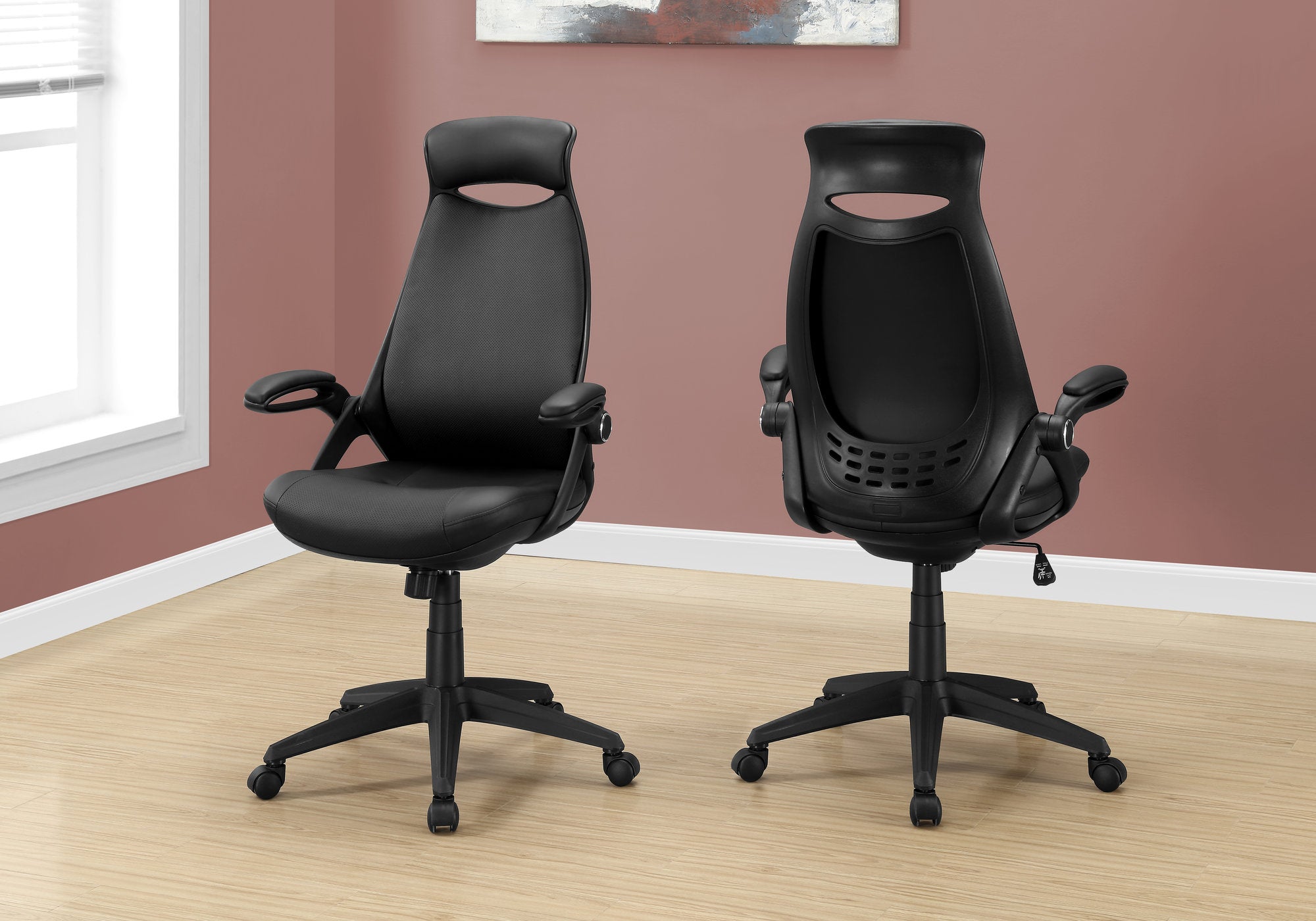 office chair black leather look multi position i7276
